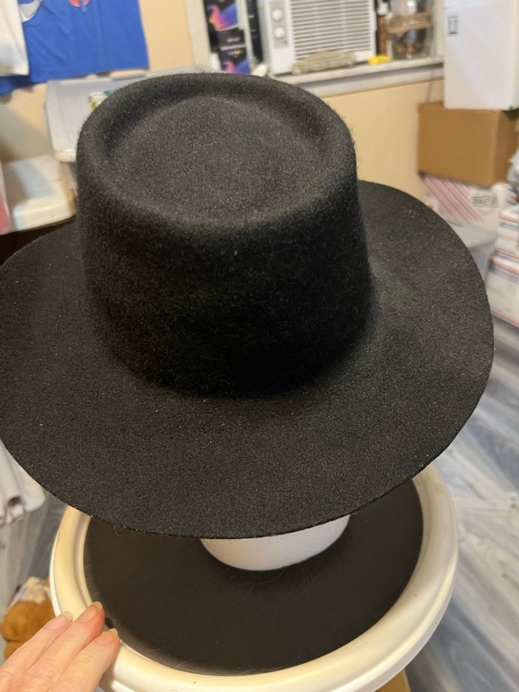 Other Dorfman Pacific Black Felt Flat Top Hat One Size Size ONE SIZE - 3 Thumbnail