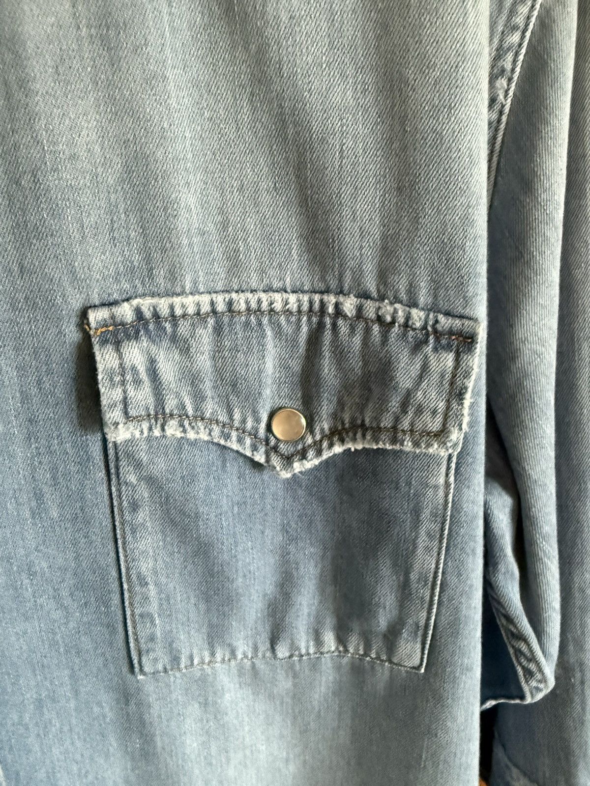 FW16 Saint Laurent distressed crash denim shirt Hedi Slimane