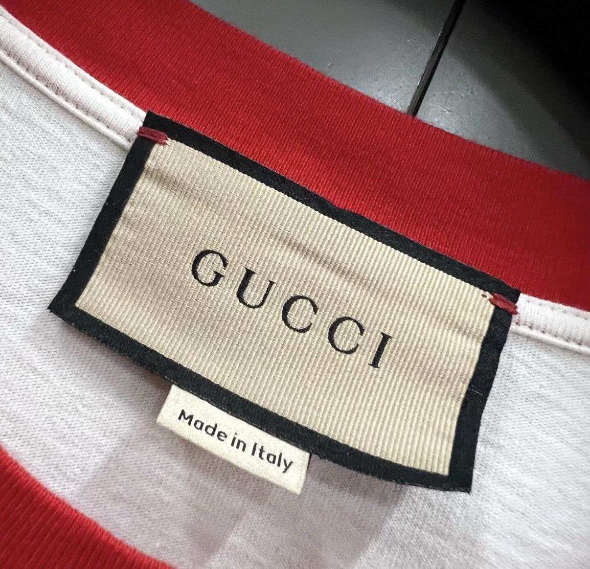 Gucci Gucci White and Red Color-blocked Print Short Sleeve J41 Size US M / EU 48-50 / 2 - 3 Thumbnail