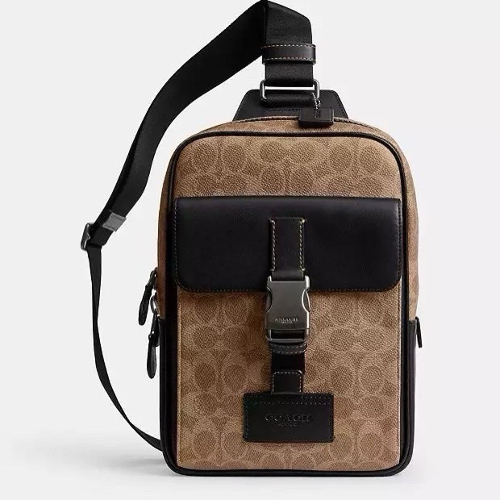 Coach NWT Coach Track Pack In Signature Canvas CX880 Tan/Black Size ONE SIZE - 7 Thumbnail