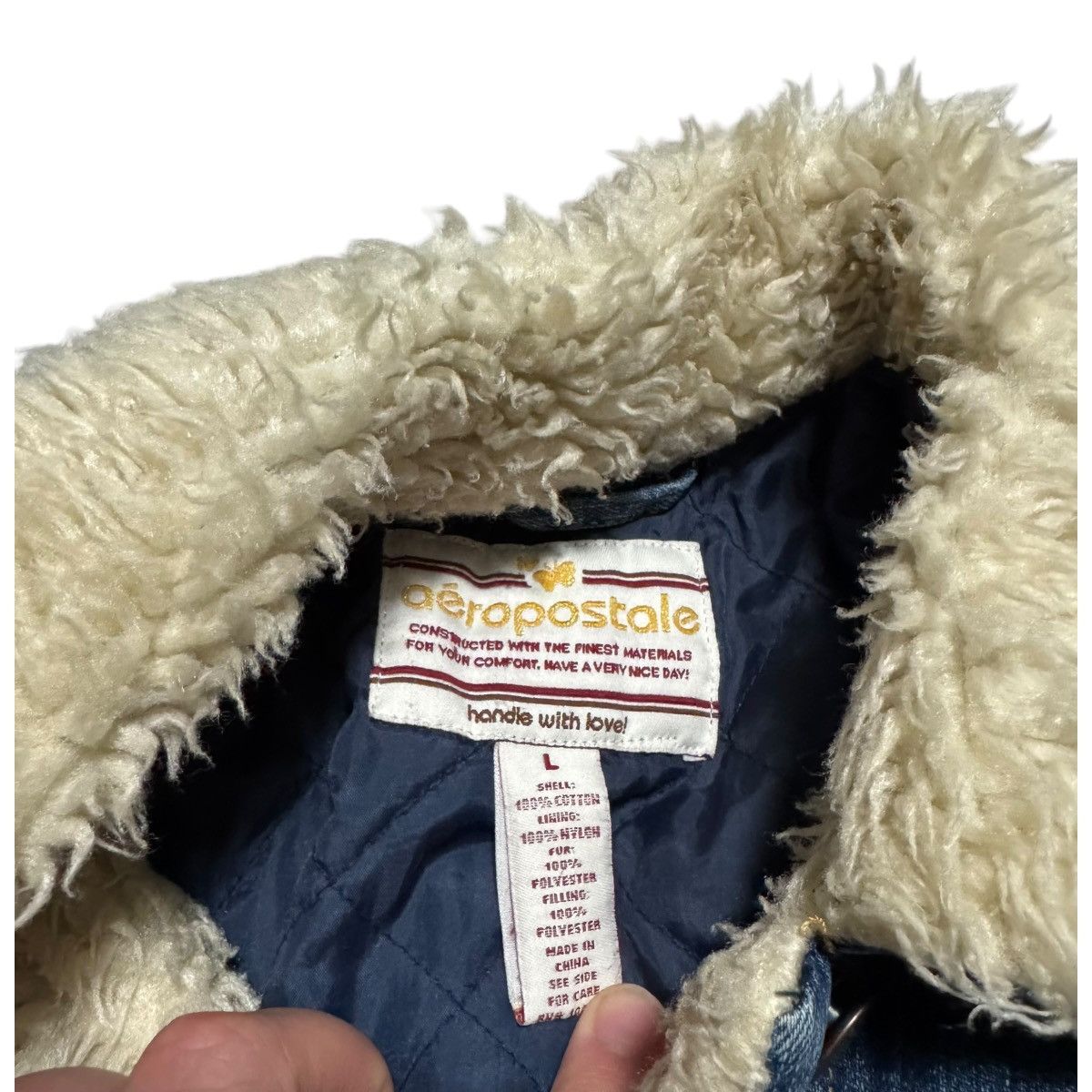 Aeropostale 2000s Aeropostale Sherpa Collar Denim Jean Jacket Women's L Size L / US 10 / IT 46 - 5 Thumbnail