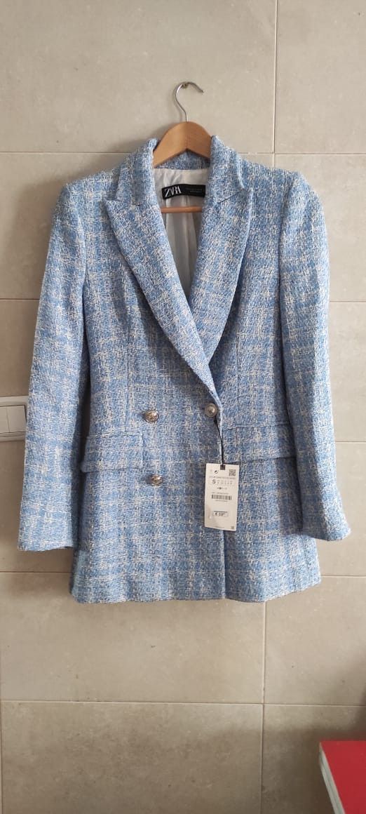 Zara Zara Plaid Texture Tweed Woolen Double Breasted Blazer Size S / US 4 / IT 40 - 3 Thumbnail