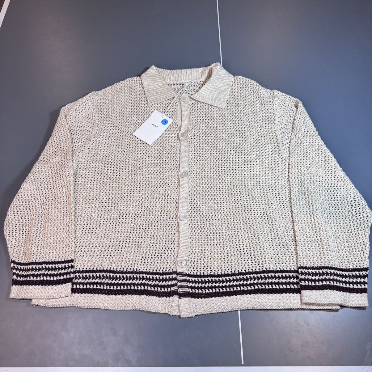 bode bayberry overshirt knit ecru button up beige NWT XXL