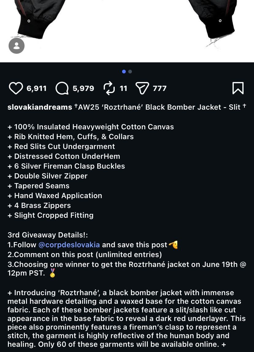 Other AW25 'Roztrhané' Black Bomber Jacket Size US L / EU 52-54 / 3 - 2 Thumbnail