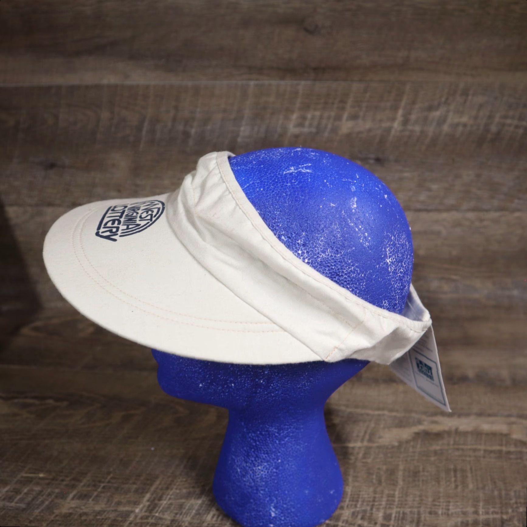 Vintage WV West Virginia Lottery Visor Hat Cap Adjustable Tan Adult Hat Men's Adjustable Visor Beige WV Lottery Cap Size ONE SIZE - 5 Thumbnail