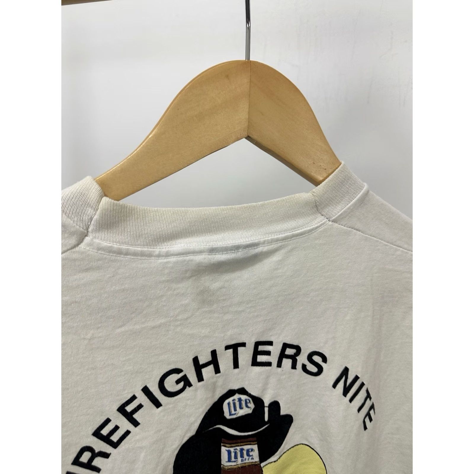 Vintage VTG Miller Lite Firefighter Nite Worn Single Stitch T-Shirt Size L Shirt Men White 60s? 70s? Size US L / EU 52-54 / 3 - 6 Thumbnail