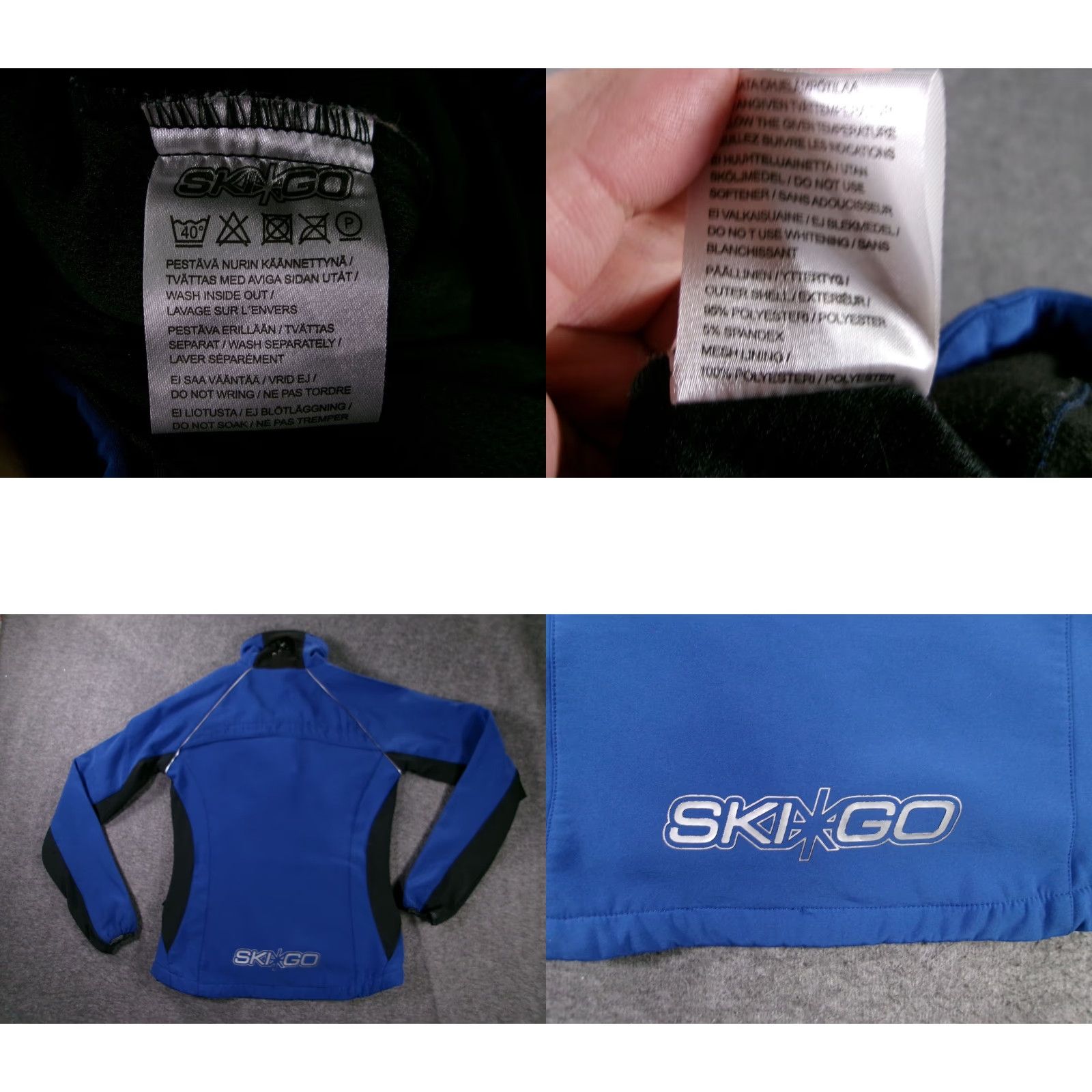 Vintage Skigo Jacket Womens XS Blue Technical Ski Softshell Full Zip Pockets Reflective Elastic Cuffs Adjustable Hem Size XS / US 0-2 / IT 36-38 - 8 Thumbnail