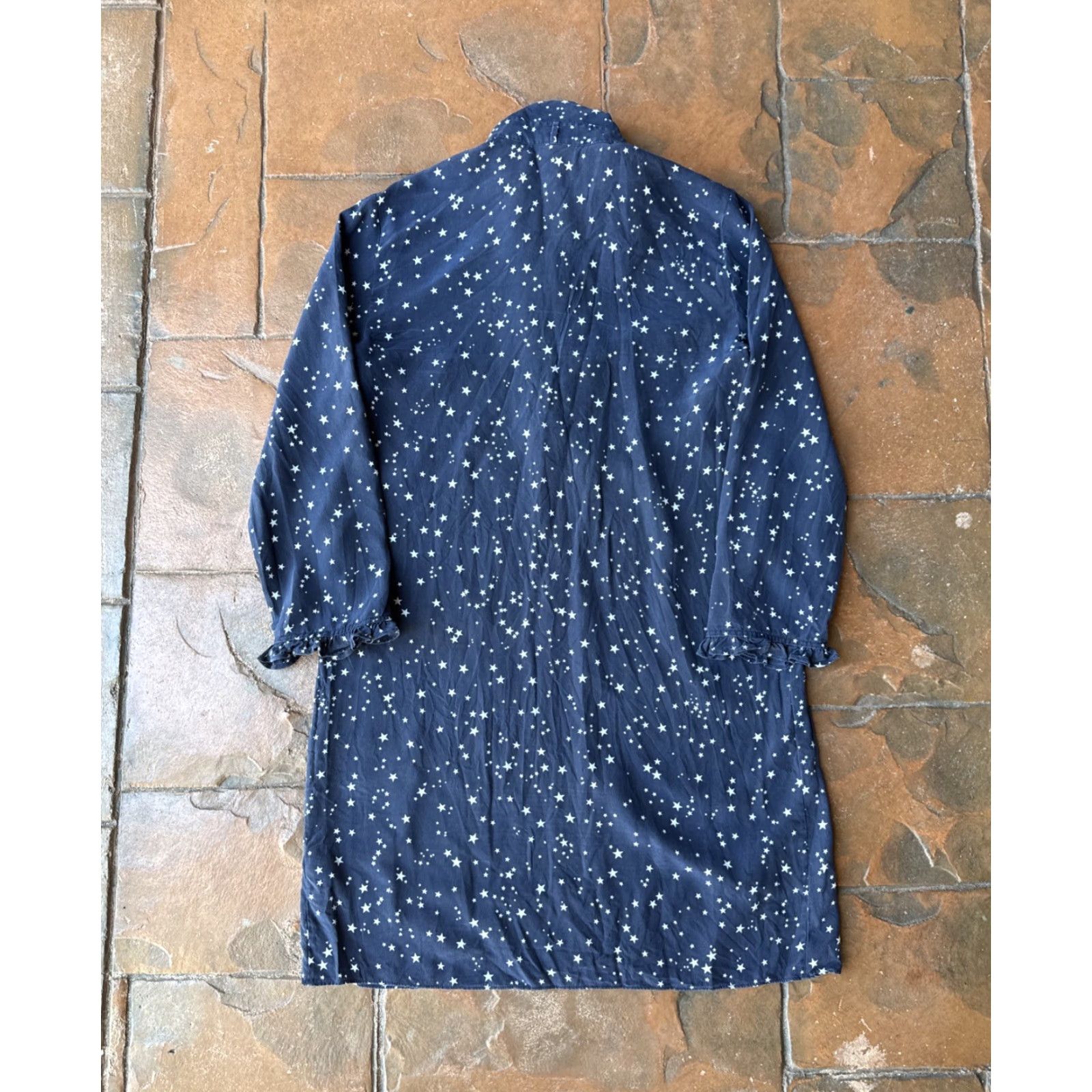 Vintage kate spade new york Silk Star Print Dress Women's 2XS Blue 3/4 Sleeve Knee Length Mini Casual Party/Cocktail Vintage No N/A Size XXS / US 00 / IT 34 - 3 Thumbnail