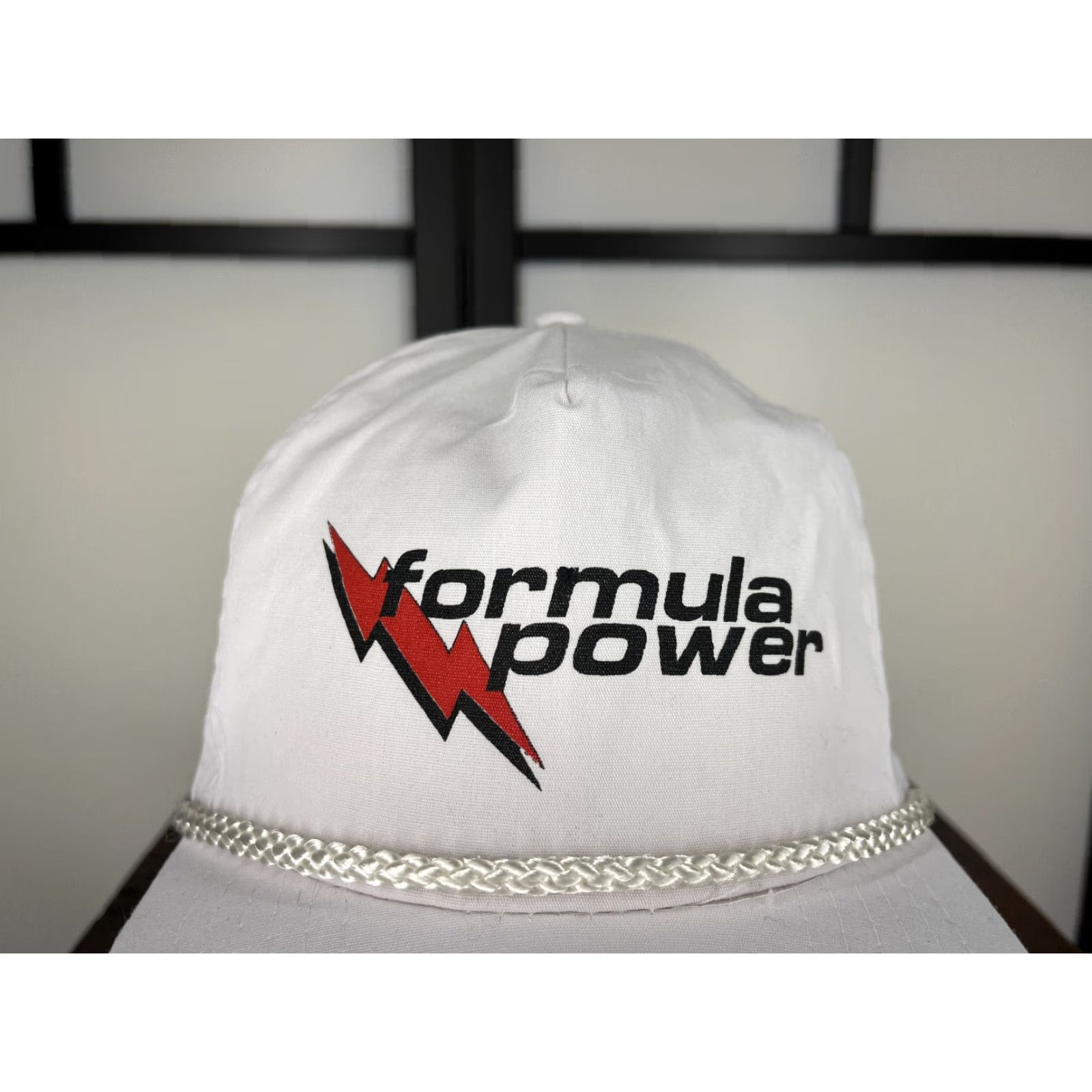 Vintage Formula Power Hat Cap Strap Back Adult One Size White Nylon 90s Look KC Collections Baseball Cap Men's Adjustable Lightweight Hair-Screw Rope Fashion Size ONE SIZE - 2 Thumbnail