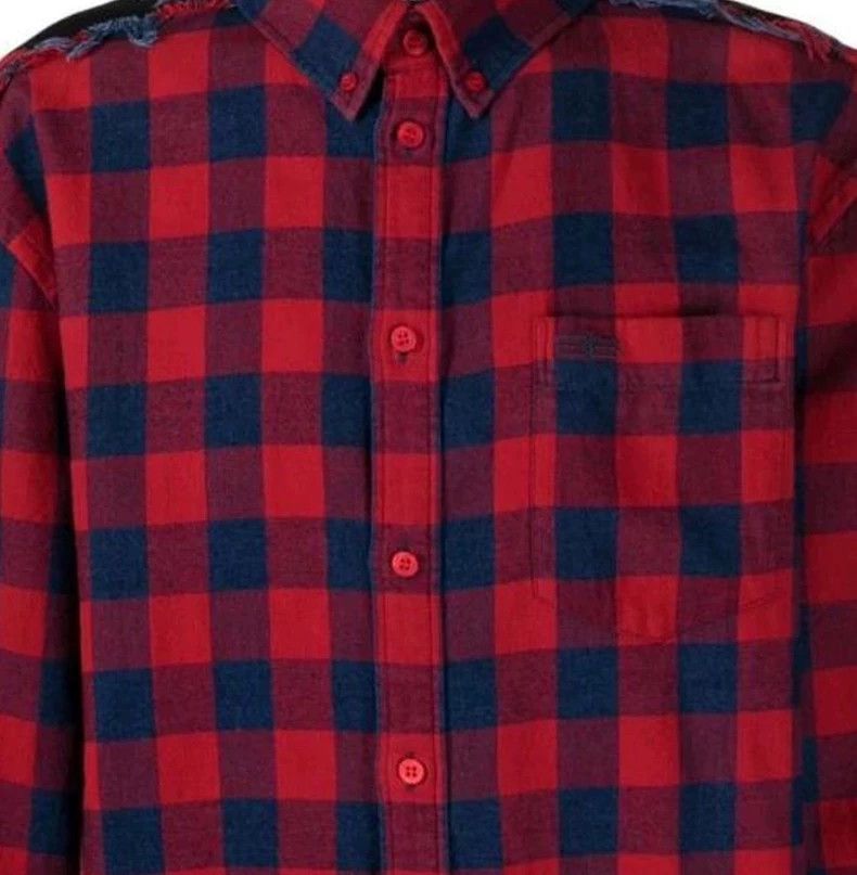 Balenciaga Balenciaga Double B Embroidered Logo Plaid Long Sleeve Shi Size US XXS / EU 40 - 7 Thumbnail