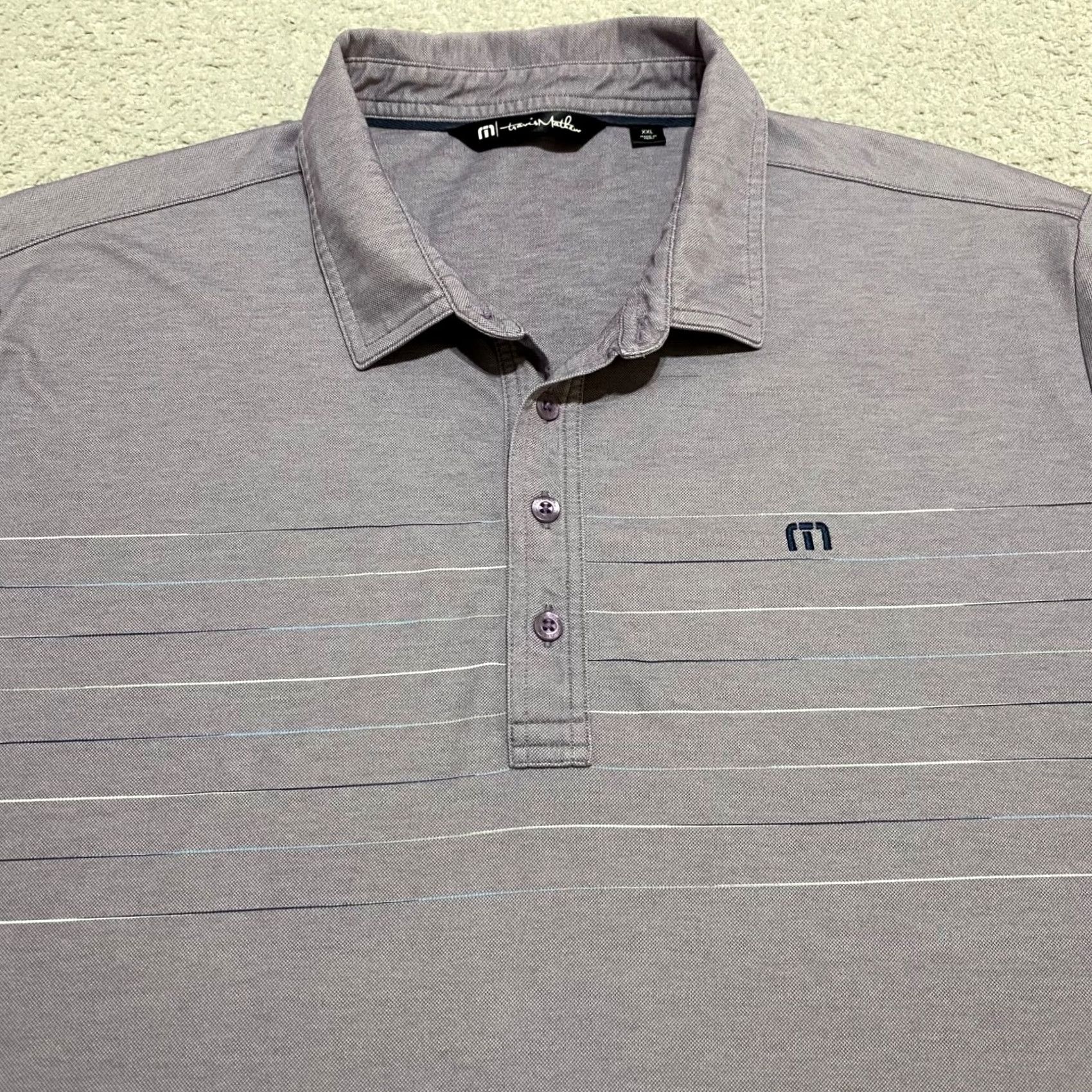 TravisMathew Travis Mathew Mens Polo Golf Shirt Solid Gray Short Sleeve 2XL Casual Logo Athletic Outdoor Size US XXL / EU 58 / 5 - 6 Thumbnail