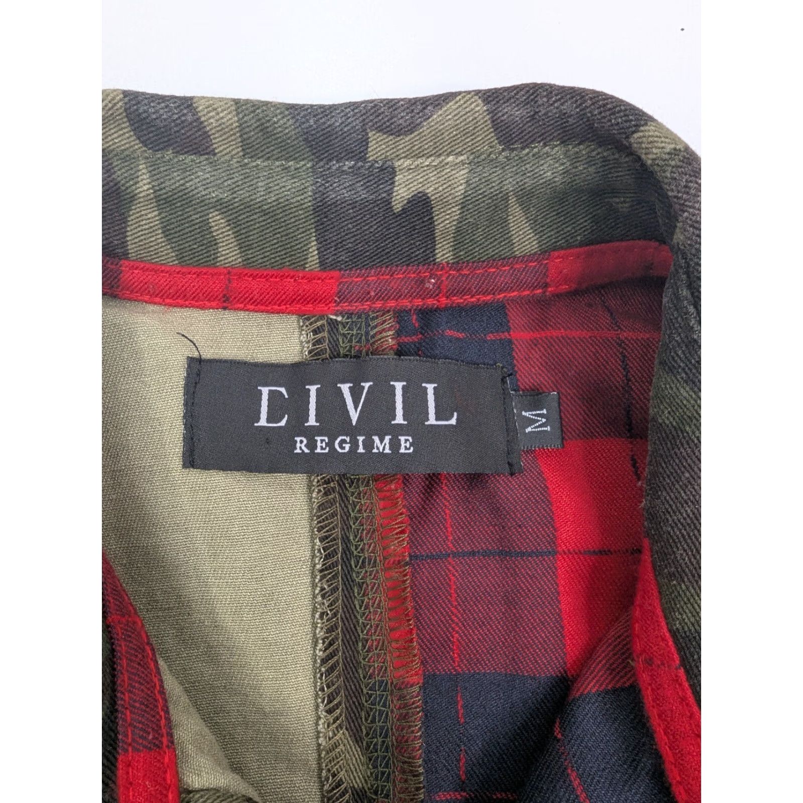 Vintage Civil Regime Shirt Men’s Medium The Rebel Tour Buffalo Plaid Camo Split Button Short Sleeve Shirt Size US M / EU 48-50 / 2 - 6 Thumbnail