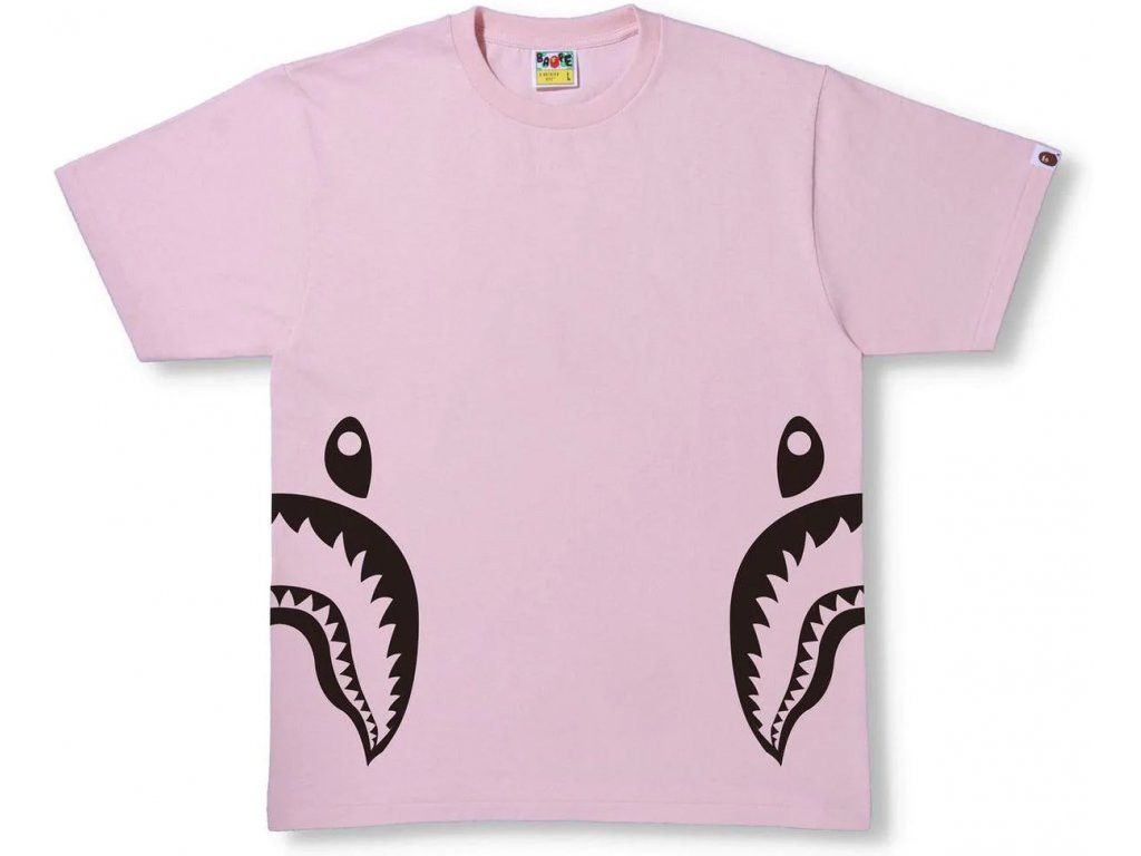 Image of Bape Bicolor Side Shark Tee in Pink, Men's (Size XL)