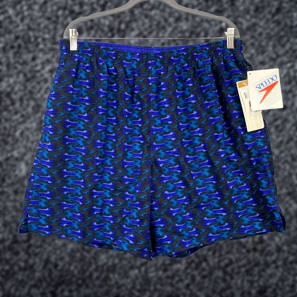 Speedo VINTAGE Speedo Trunks Mens XL Blue Abstract Print 90s Retro Swim Bottoms Shorts Shippable NWT Size US 36 / EU 52 - 1 Thumbnail