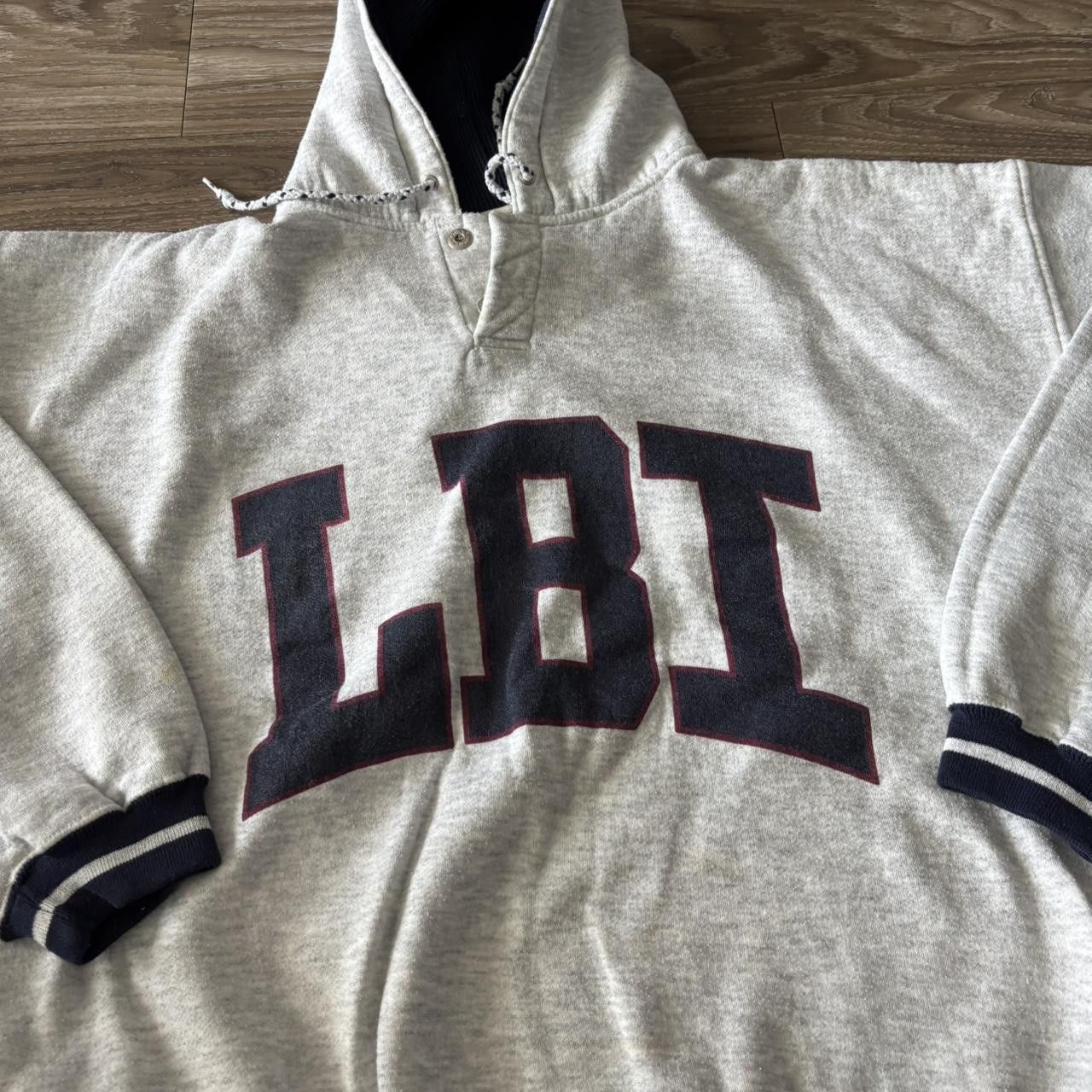 Vintage Crazy Vintage 90s Grey LBI Spellout Streetwear Hoodie! Fits L Size US L / EU 52-54 / 3 - 5 Thumbnail
