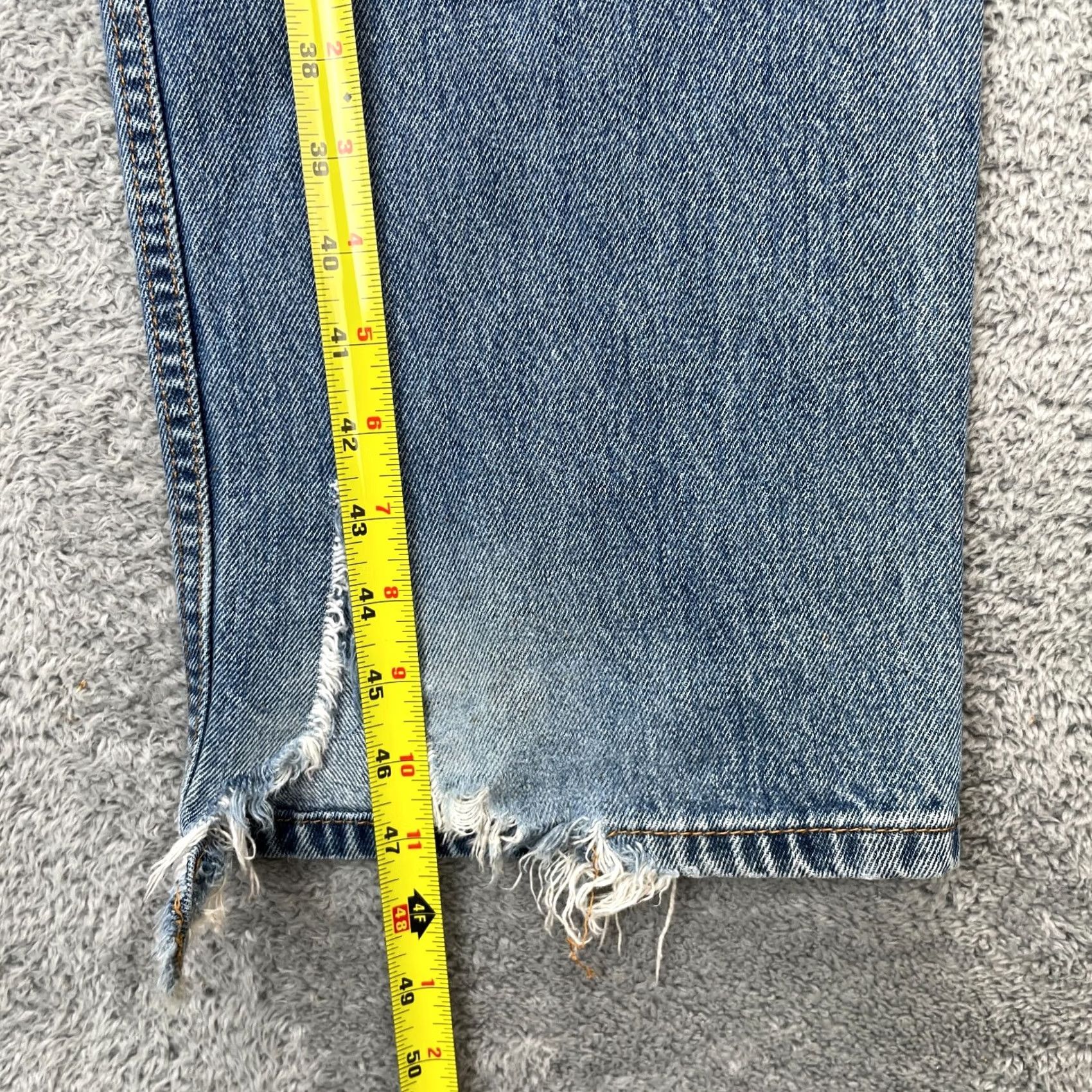 Levi's Levis 505 Jeans Mens 40x35 Blue Distressed Regular Straight Denim Cotton 5-Pocket Button Zipper Jeans Size US 40 / EU 56 - 7 Thumbnail