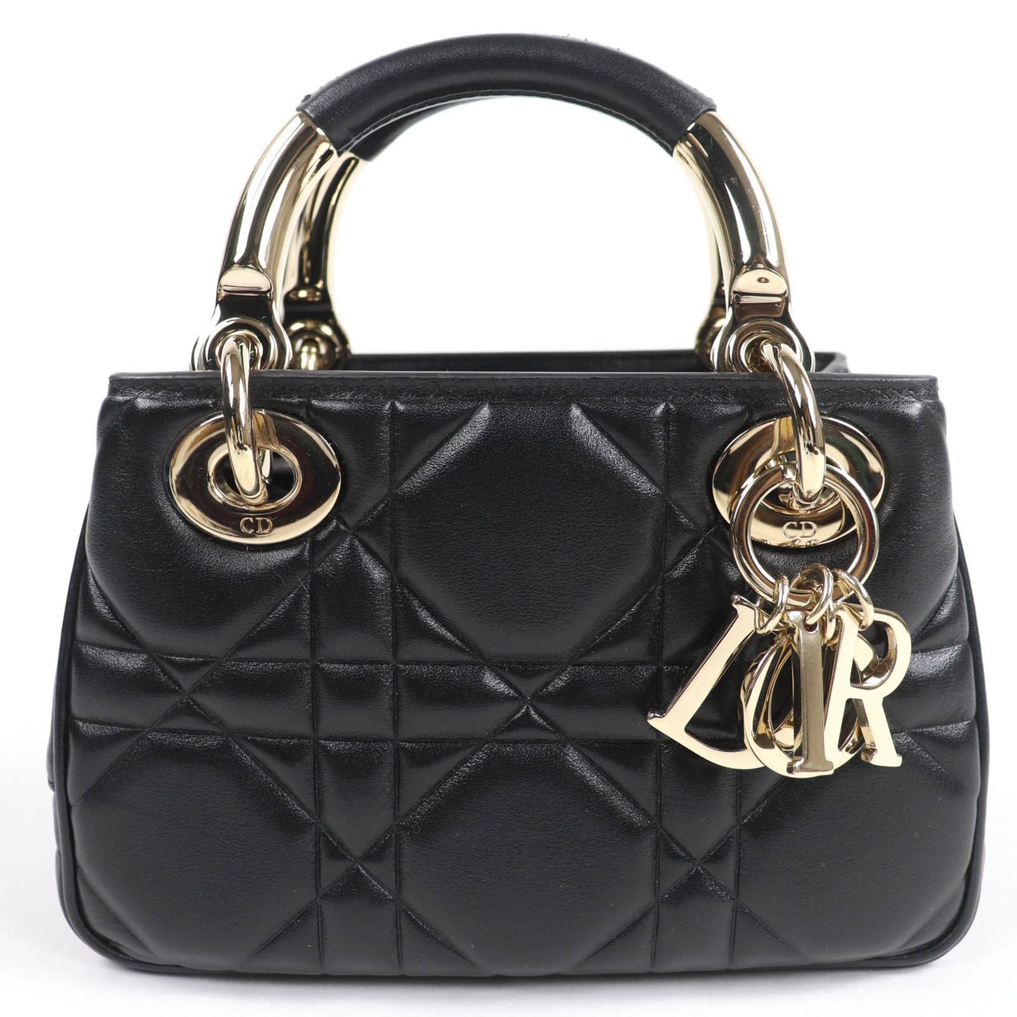 Dior Christian Dior Cannage Lady 95.22 Mini Lambskin 2-Way Handbag/Shoulder Bag, Black, Gold Hardware, Dust Bag Included, Made in Italy Size ONE SIZE - 1 Thumbnail