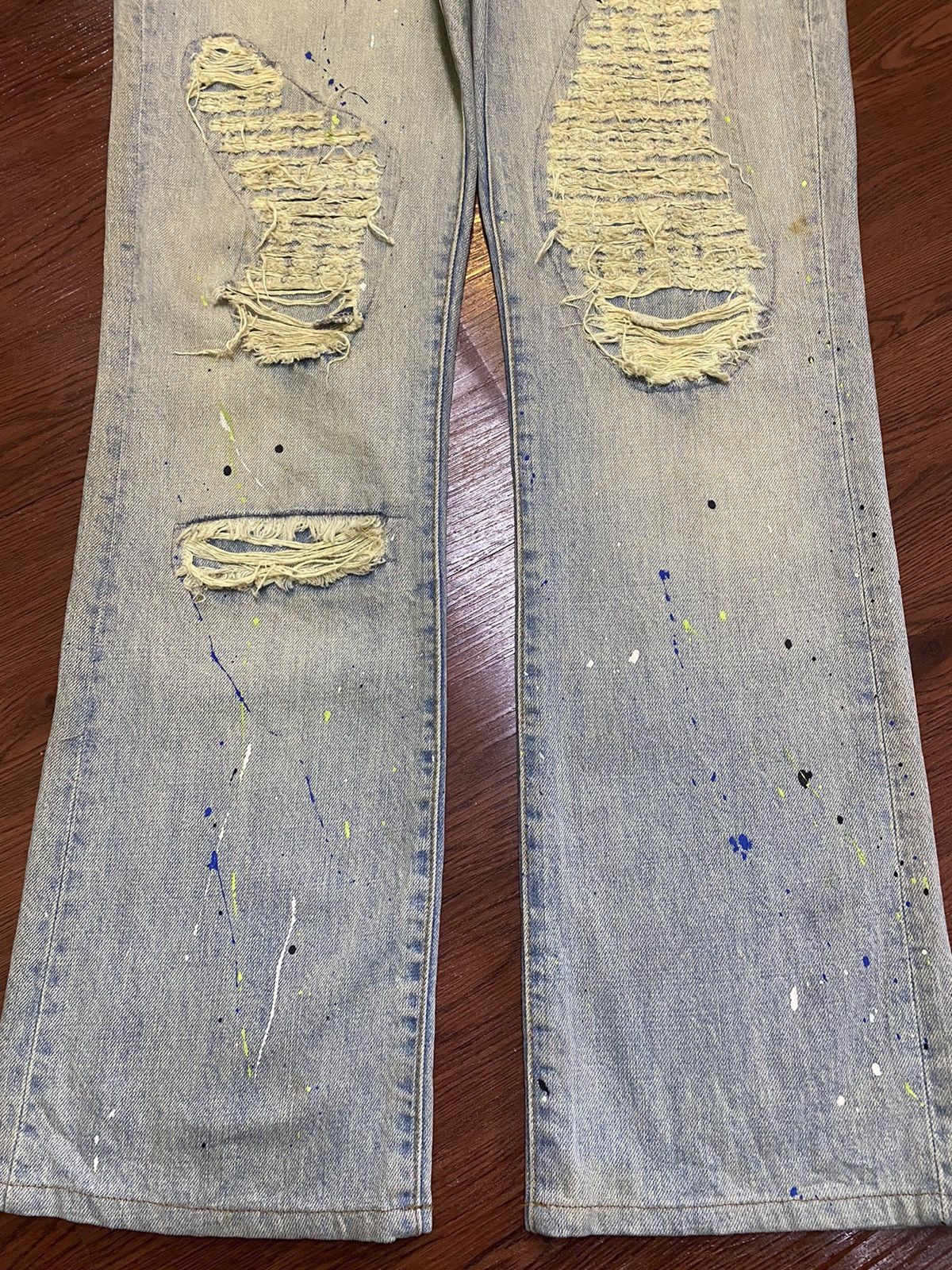 If Six Was Nine Vintage Schlussel Snake Paint Splatter Thrash Flare Jeans Size US 33 - 6 Thumbnail