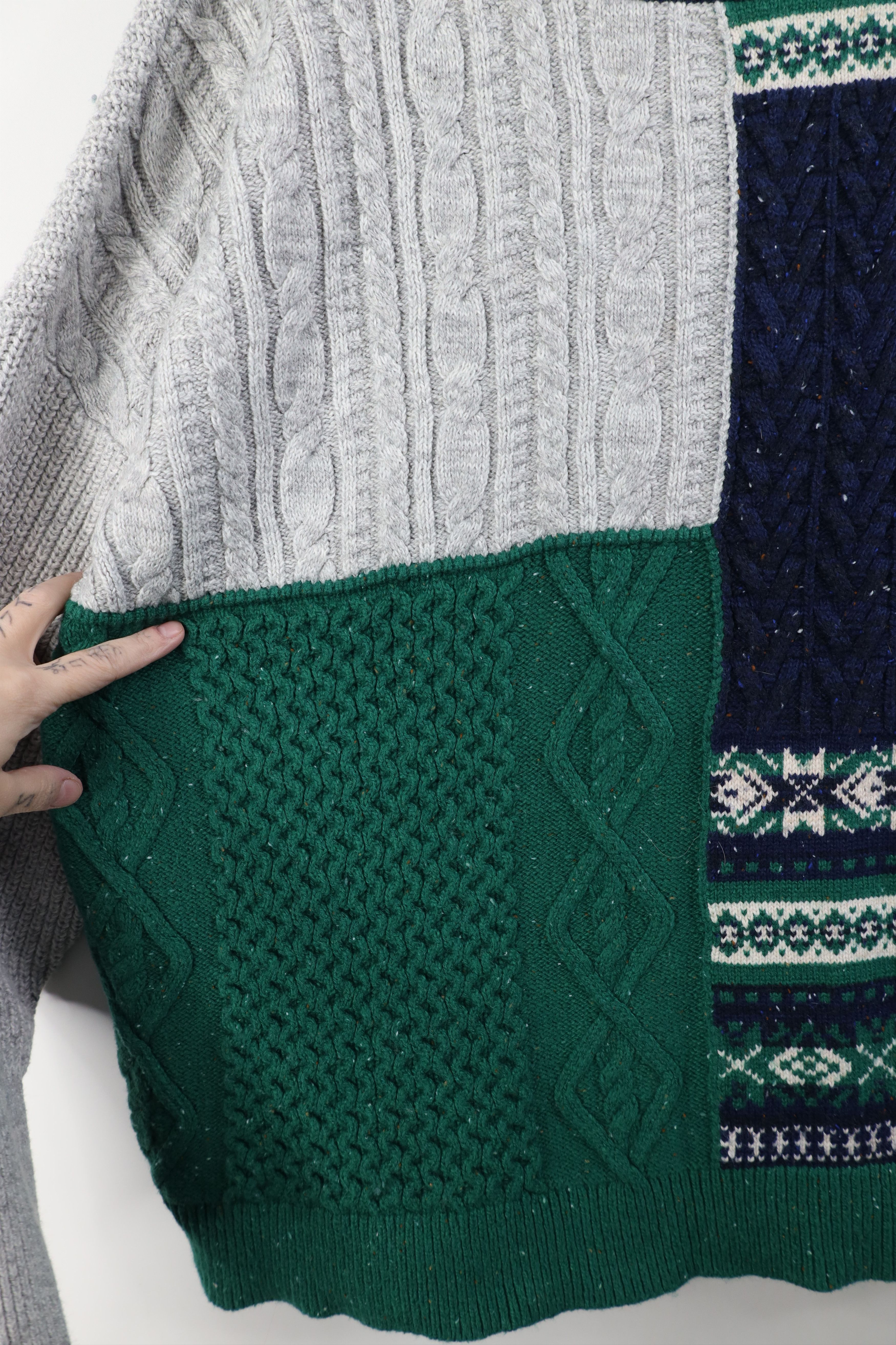 Lands' End Vintage Y2K Lands End Blend Fair Isle Cable Knit Sweater Size L / US 10 / IT 46 - 6 Thumbnail