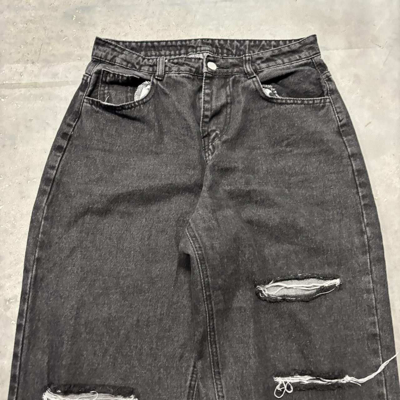 Japanese Brand × Vintage Crazy Vintage Y2K/2000s Grunge Black Distressed Streetwear Skater Denim Jeans! Size US 28 / EU 44 - 5 Thumbnail