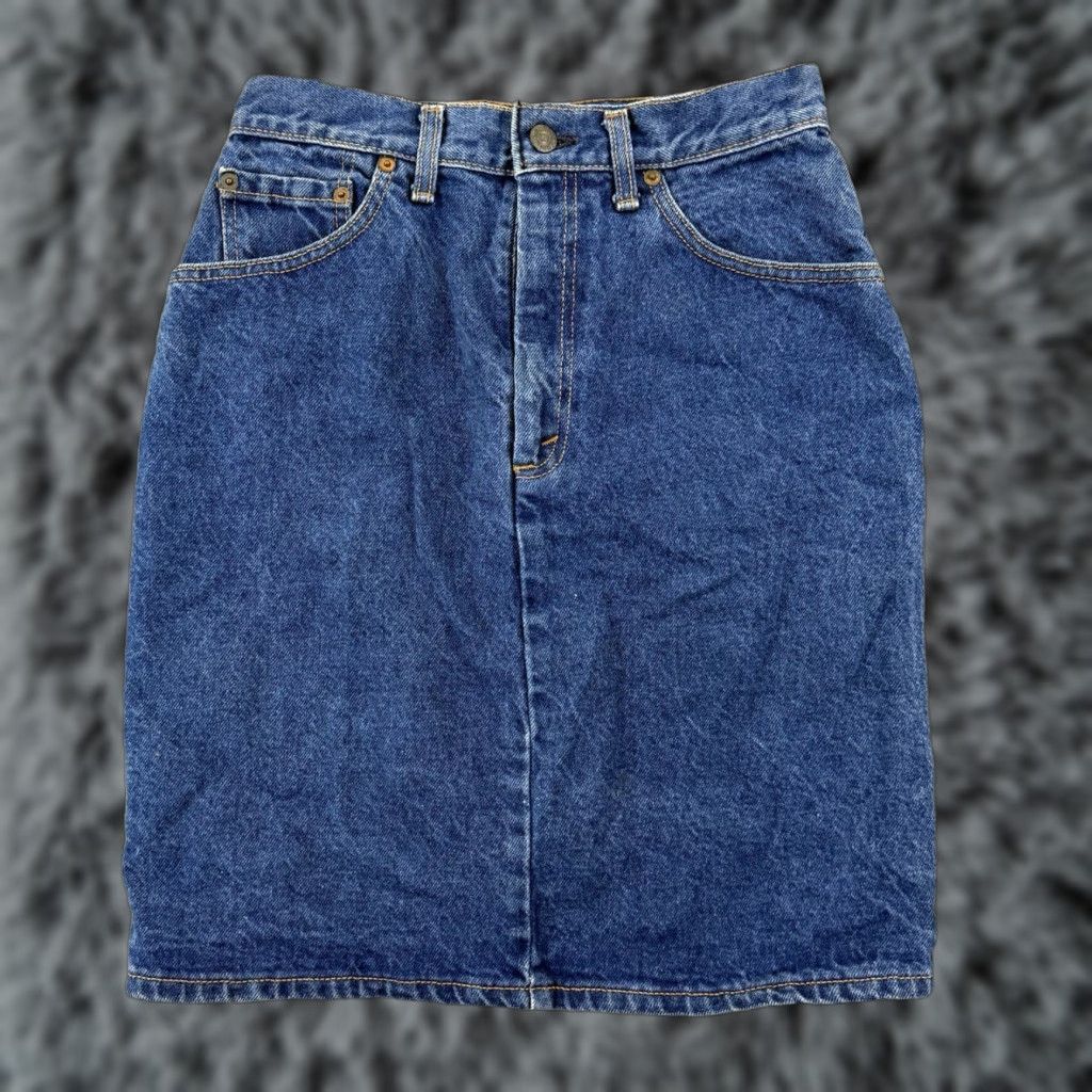 Levi's VINTAGE Levi’s Skirt Women’s 9 Blue Denim High Rise A-Line 80s Boho Jeans Short Womens Size 30" / US 8 / IT 44 - 1 Thumbnail