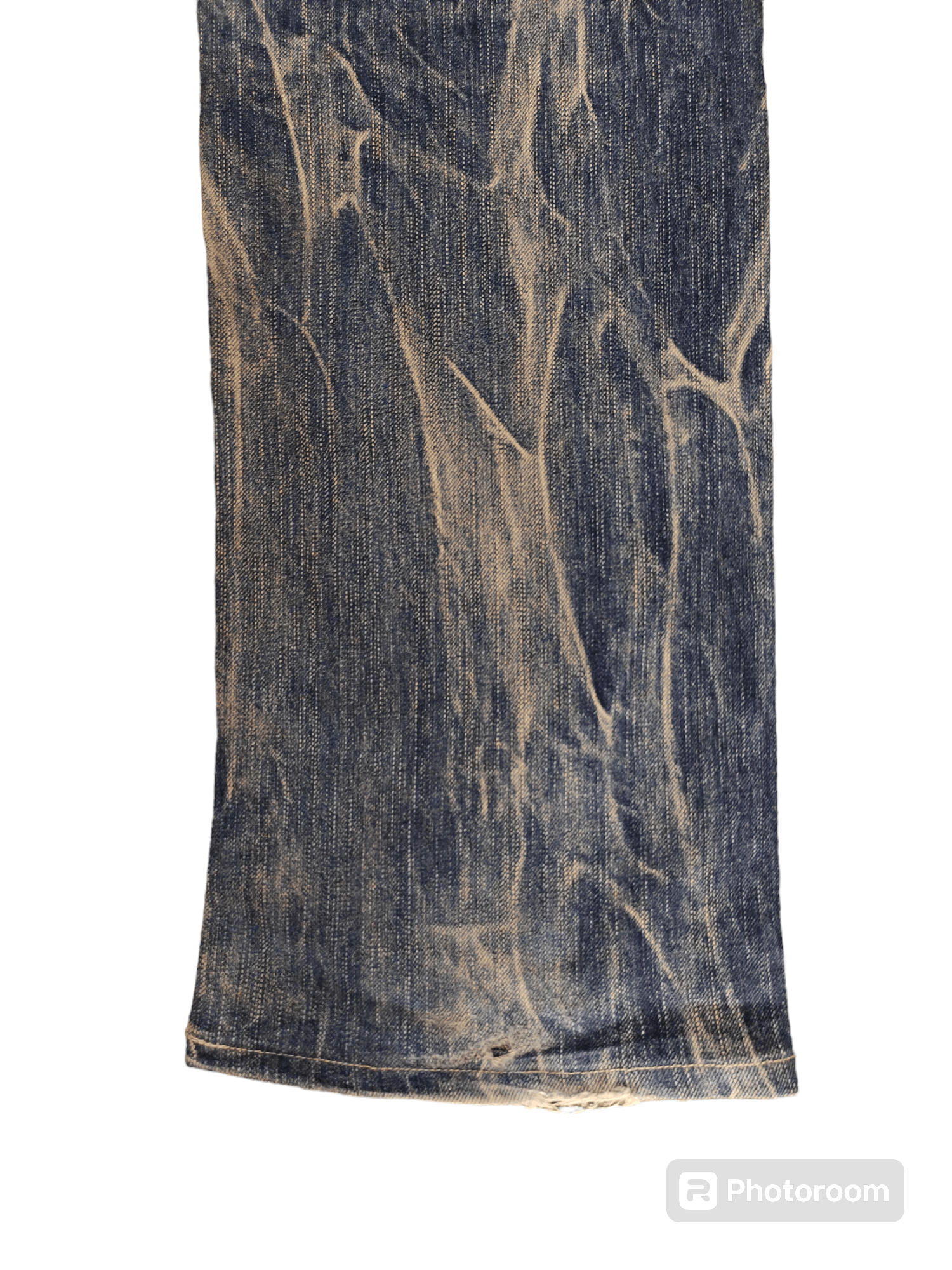 If Six Was Nine 1990s Blue Way Japan Clawmark Distress Faded Denim Jeans Size US 33 - 14 Thumbnail