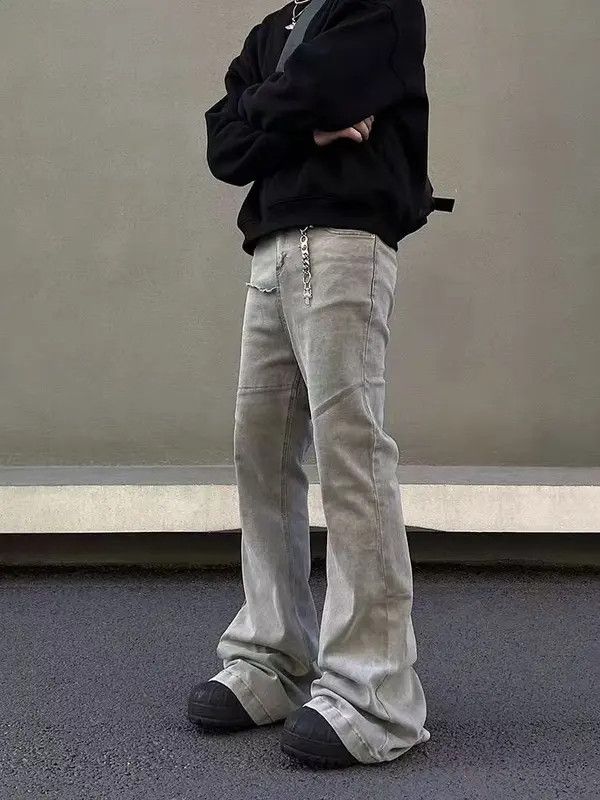 Japanese Brand Hirasawa x Rie High Street Gray Straight Micro Flared Jeans Size US 33 - 5 Thumbnail