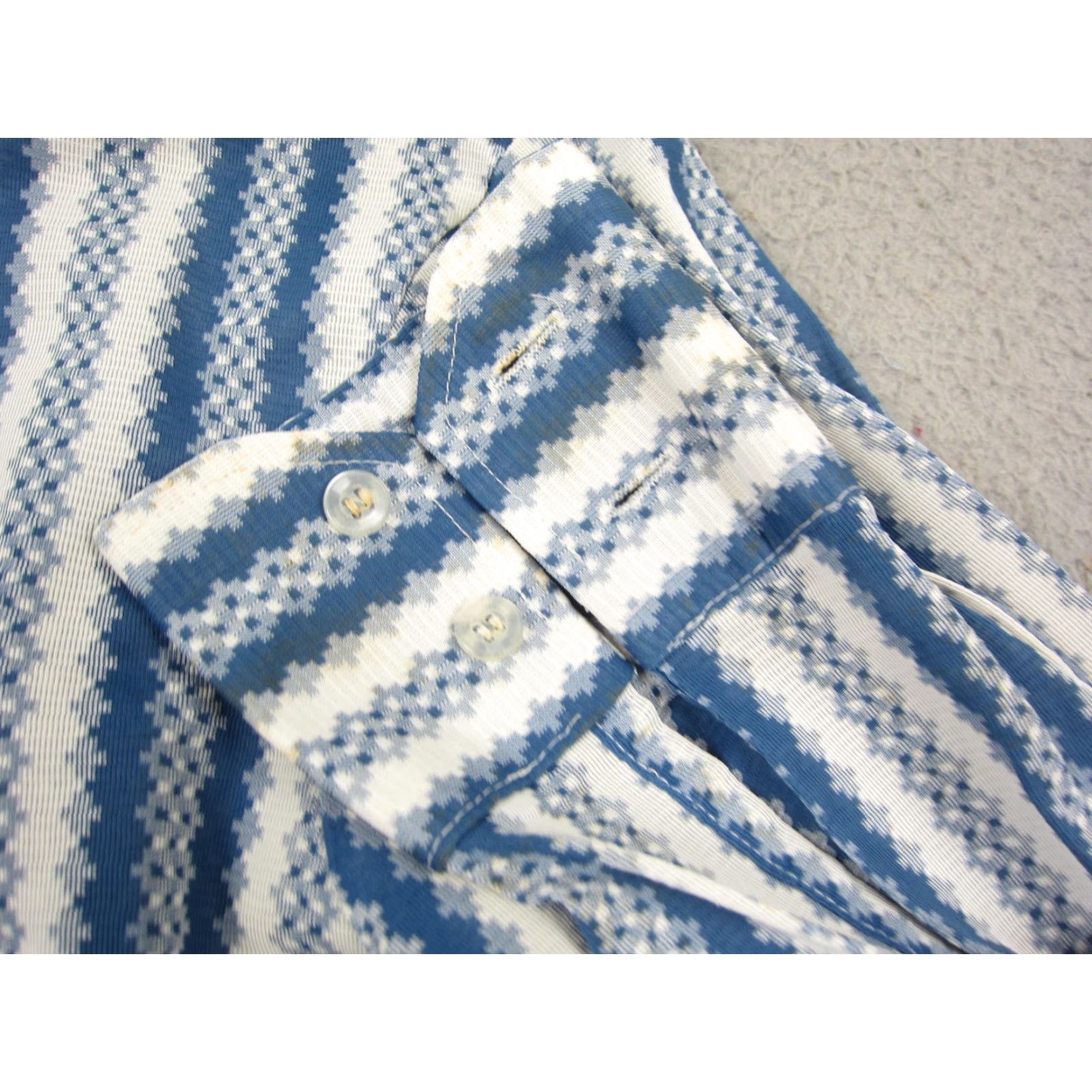 Vintage Knit Le Mans Shirt Mens M Blue Striped Button-Up 60s 70s Vintage Casual Shirt Size US M / EU 48-50 / 2 - 4 Thumbnail