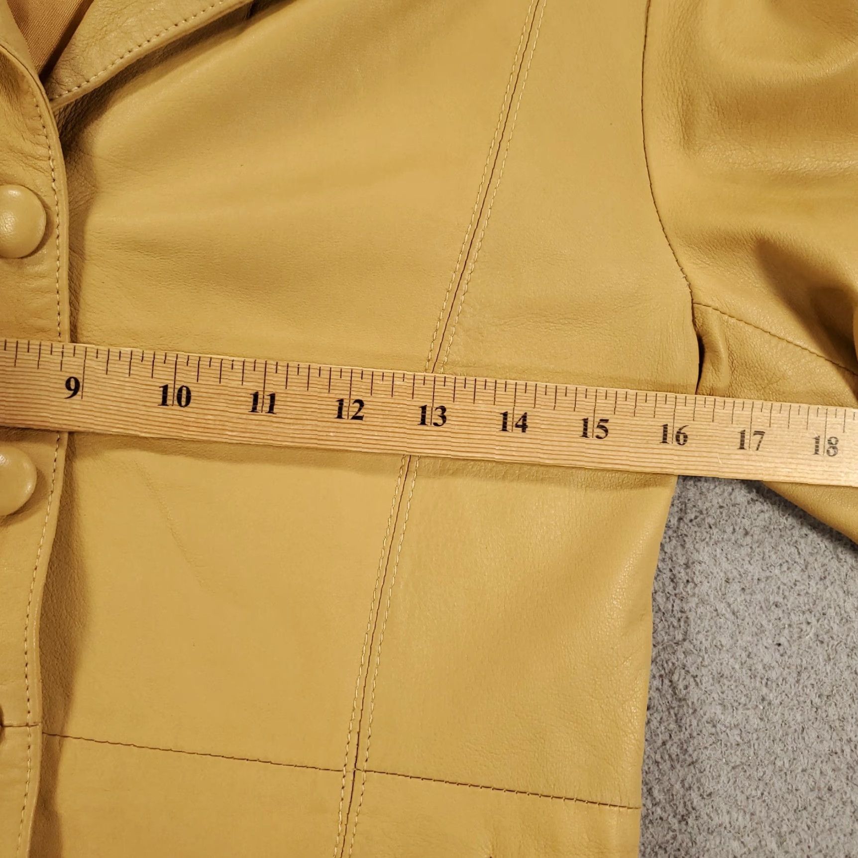 Vintage Ponte Vecchio Leather Jacket Womens Small S Tan Yellow Lined Button Up Mid-Length Long Sleeve Jacket Casual Basic 90s Classic Designer Italian French? Size S / US 4 / IT 40 - 4 Thumbnail