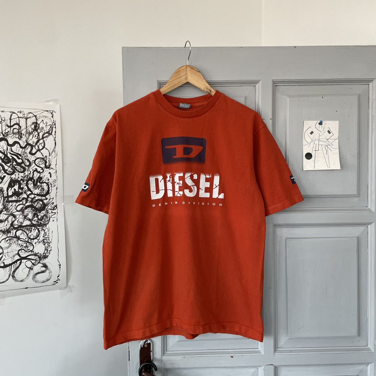Diesel × Vintage Diesel Vintage l T-shirt Big Double logo Orange Size XL Y2K Size US XL / EU 56 / 4 - 1 Thumbnail