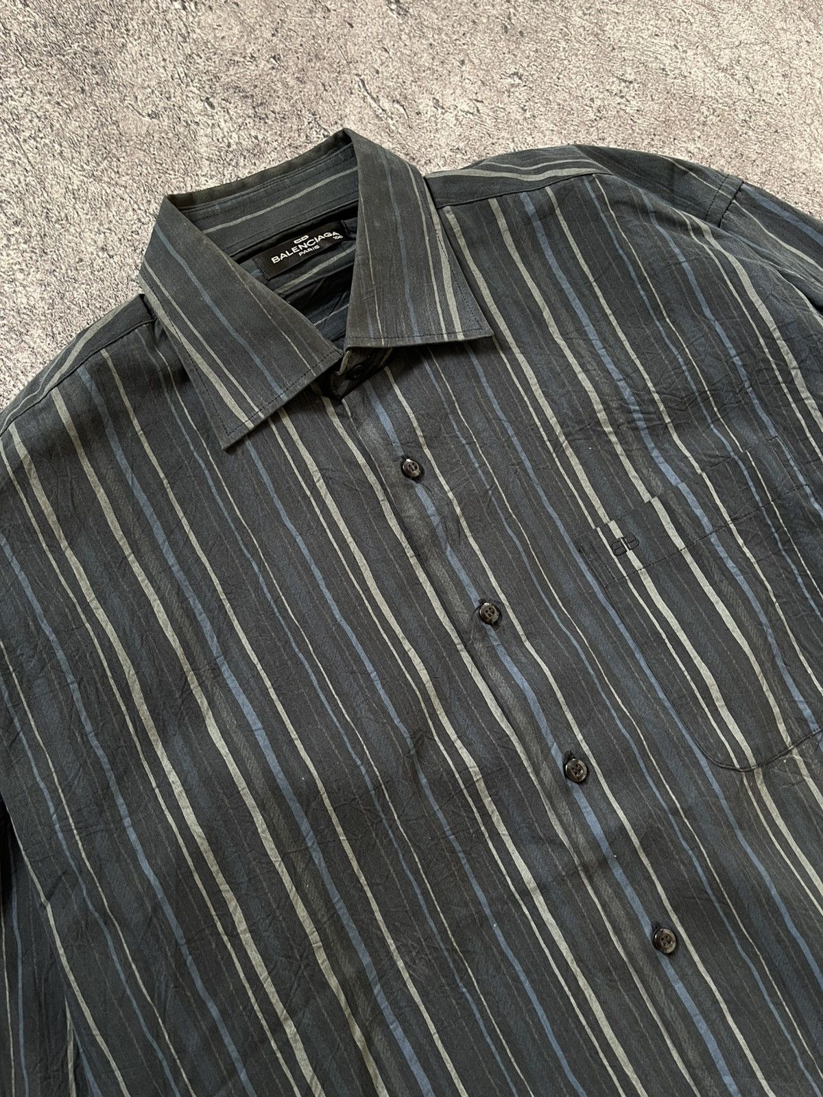 Balenciaga Vintage Balenciaga button ups striped shirt Size US L / EU 52-54 / 3 - 4 Thumbnail