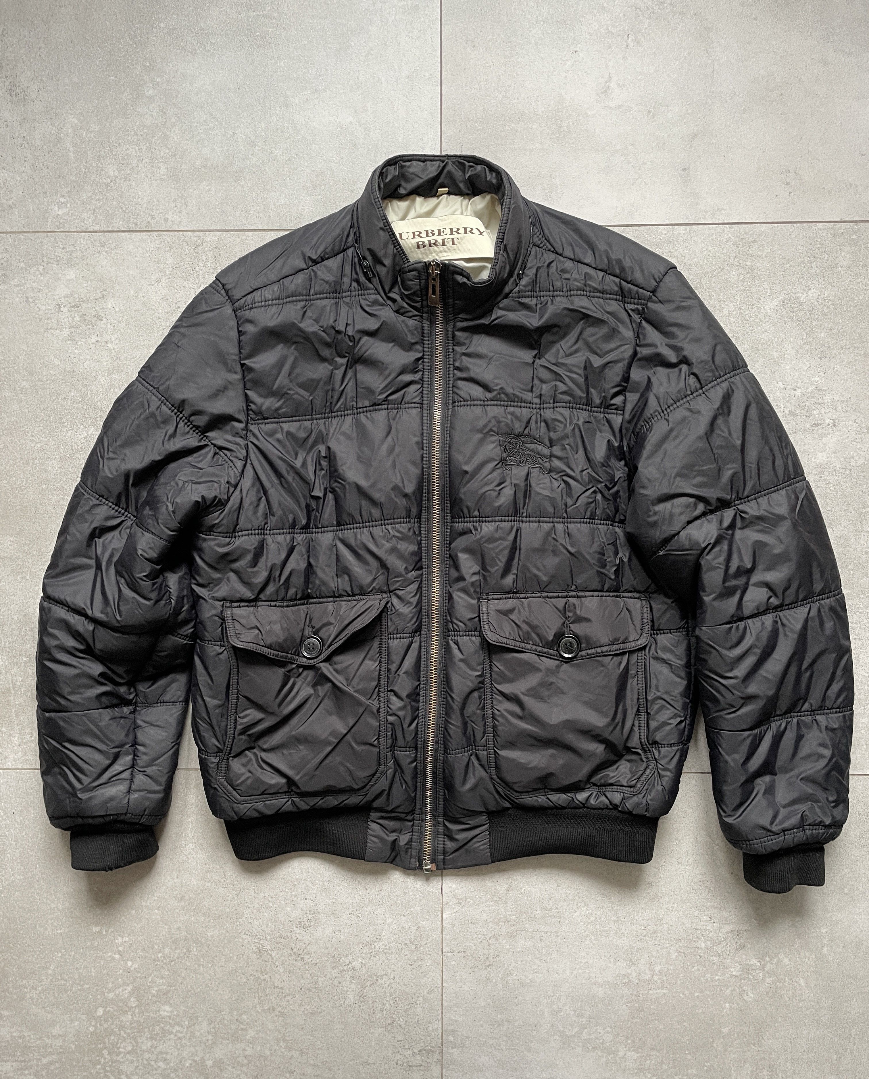 BURBERRY BLACK NYLON DOWN BOMBER JACKET