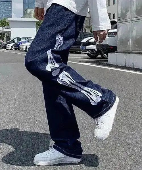 Japanese Brand Embroidery Skeleton Straight Jean Size US 30 / EU 46 - 3 Thumbnail