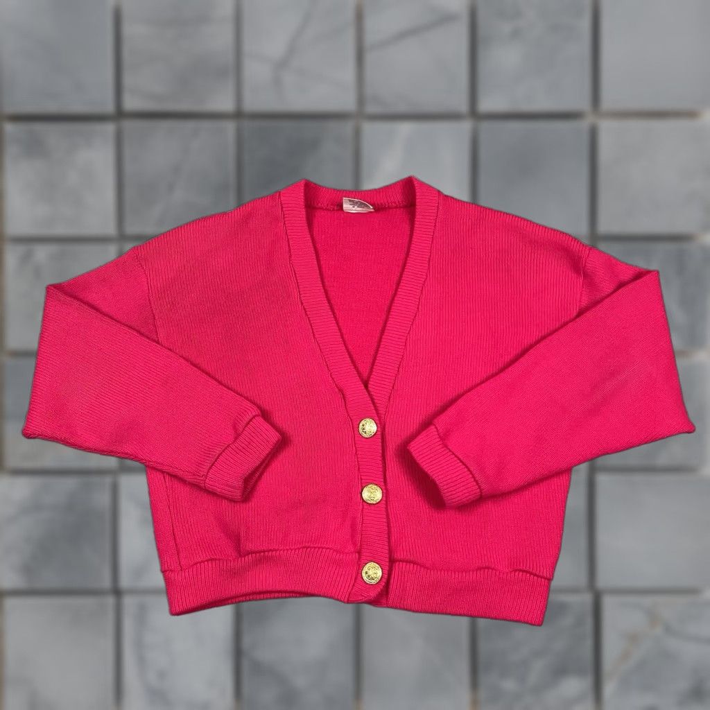 Pinko VINTAGE Stallion Cardigan Sweater Women 80s Pink Knit Button S Small USA 80s Womens Stallion Cardigan Size S / US 4 / IT 40 - 1 Thumbnail