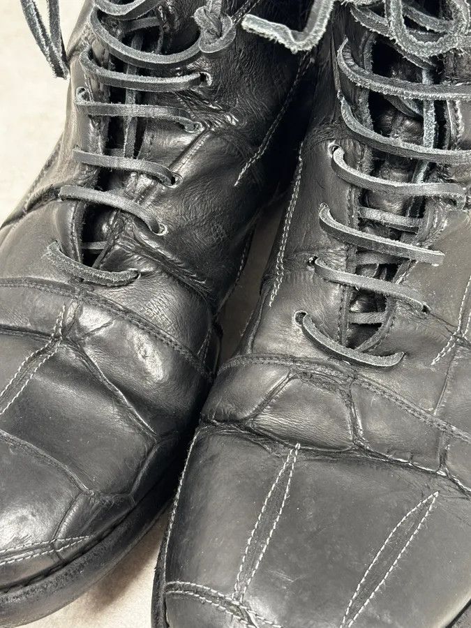 Isaac Sellam Experience Isaac Sellam Premiata Black Crocodile Leather Combat Boots Size US 11 / EU 44 - 6 Thumbnail