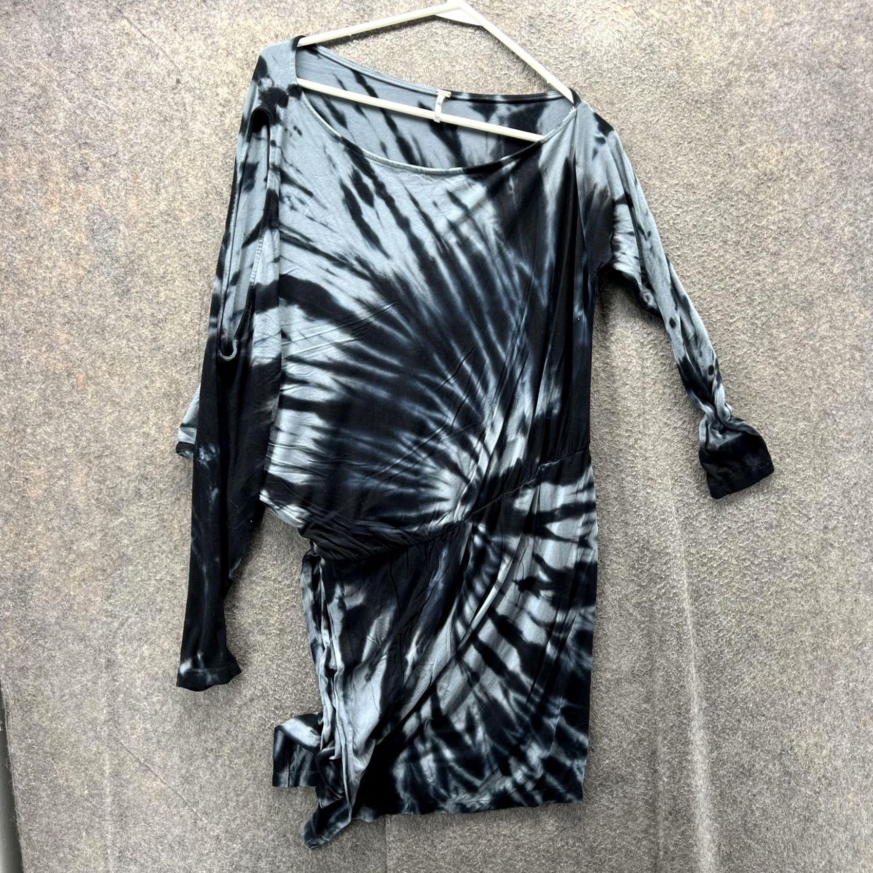 Young Fabulous & Broke VINTAGE YFB Dress Womens Blouson Mini Boho Jersey Dolman Sleeve Tie Dye Black Gray Casual Womens M Size M / US 6-8 / IT 42-44 - 2 Thumbnail