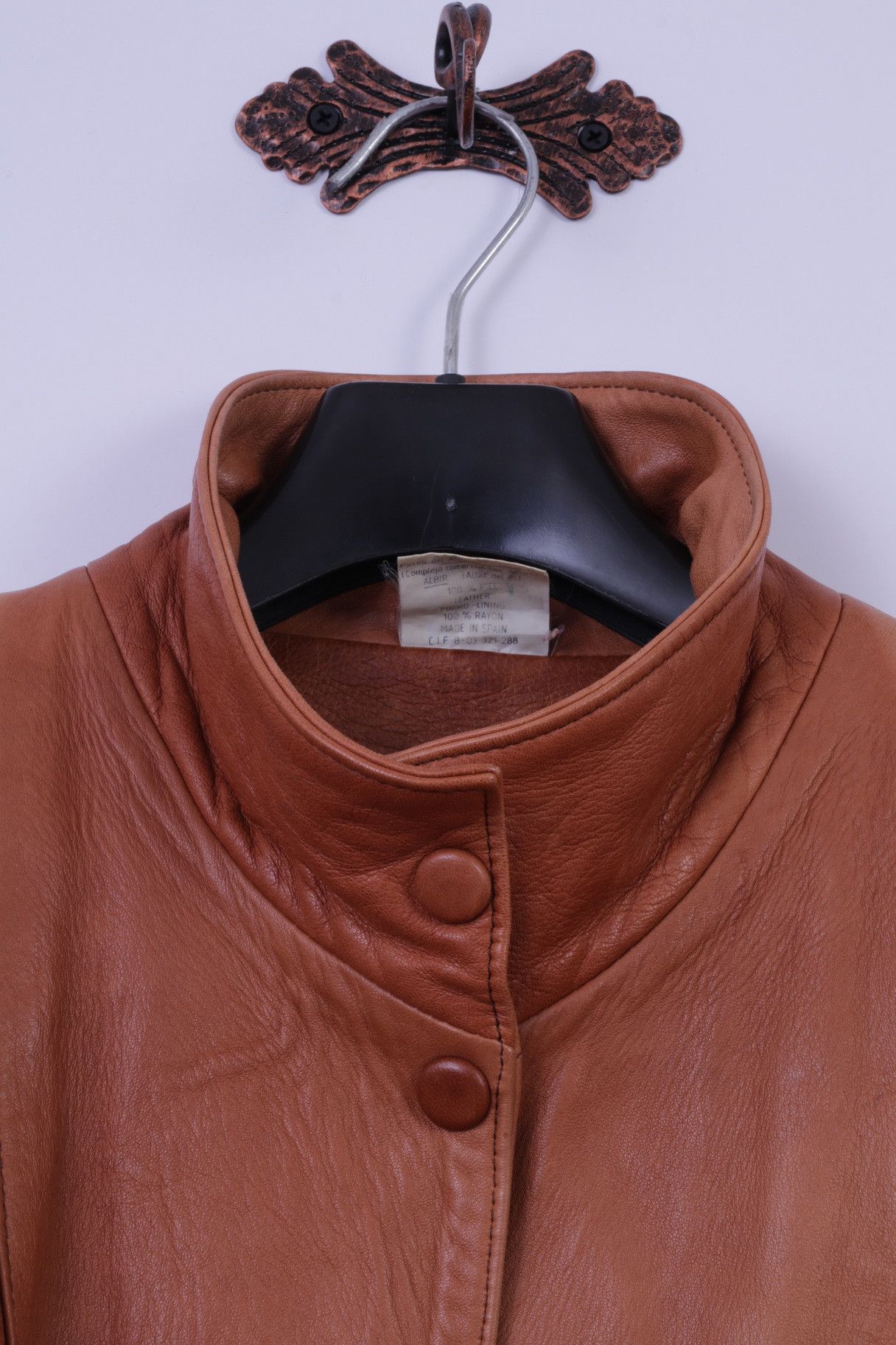 Vintage Albir Piel Womens M Bomber Jacket Brown Leather 2890 Size M / US 6-8 / IT 42-44 - 2 Thumbnail