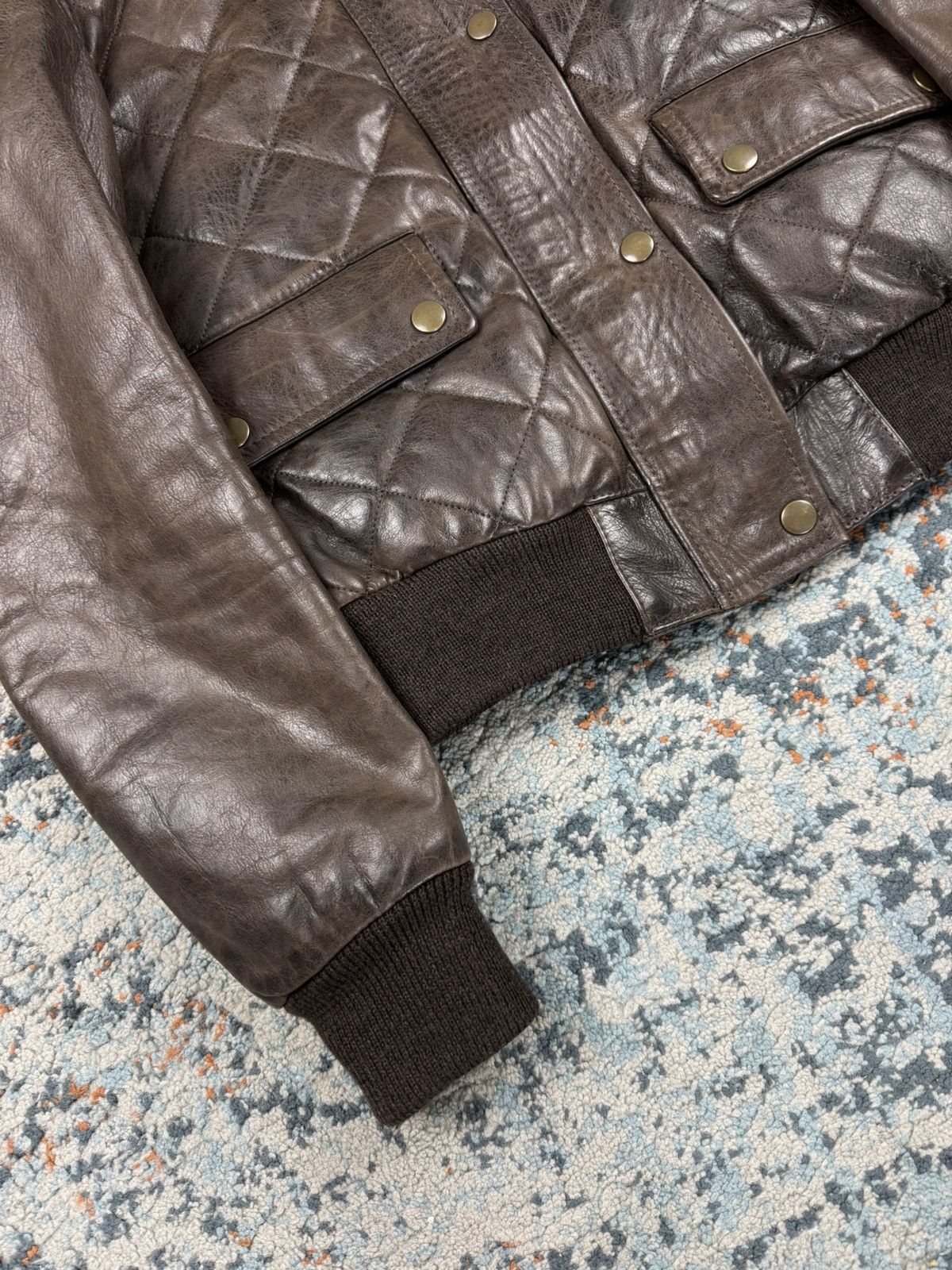 Belstaff × Designer × Vintage Vintage 90s Belstaff ocelot hooded leather fur bomber jacket Size S / US 4 / IT 40 - 12 Thumbnail