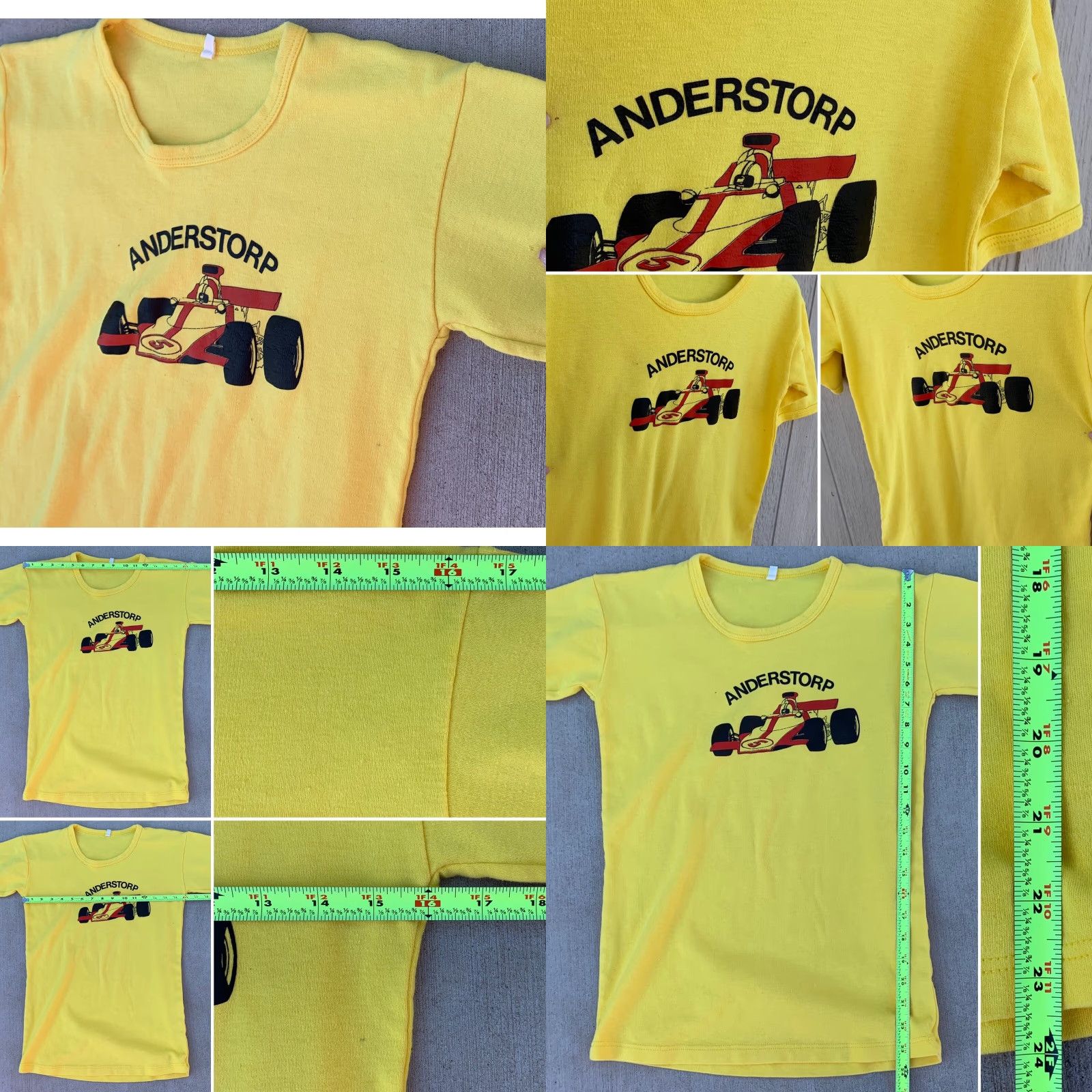 Vintage VINTAGE Anderstorp T Shirt Automotive Racing Race Car Grand Prix Ladies M/L Yellow Retro Short Sleeve Scoop Neck Casual Graphic Print Size M / US 6-8 / IT 42-44 - 8 Thumbnail