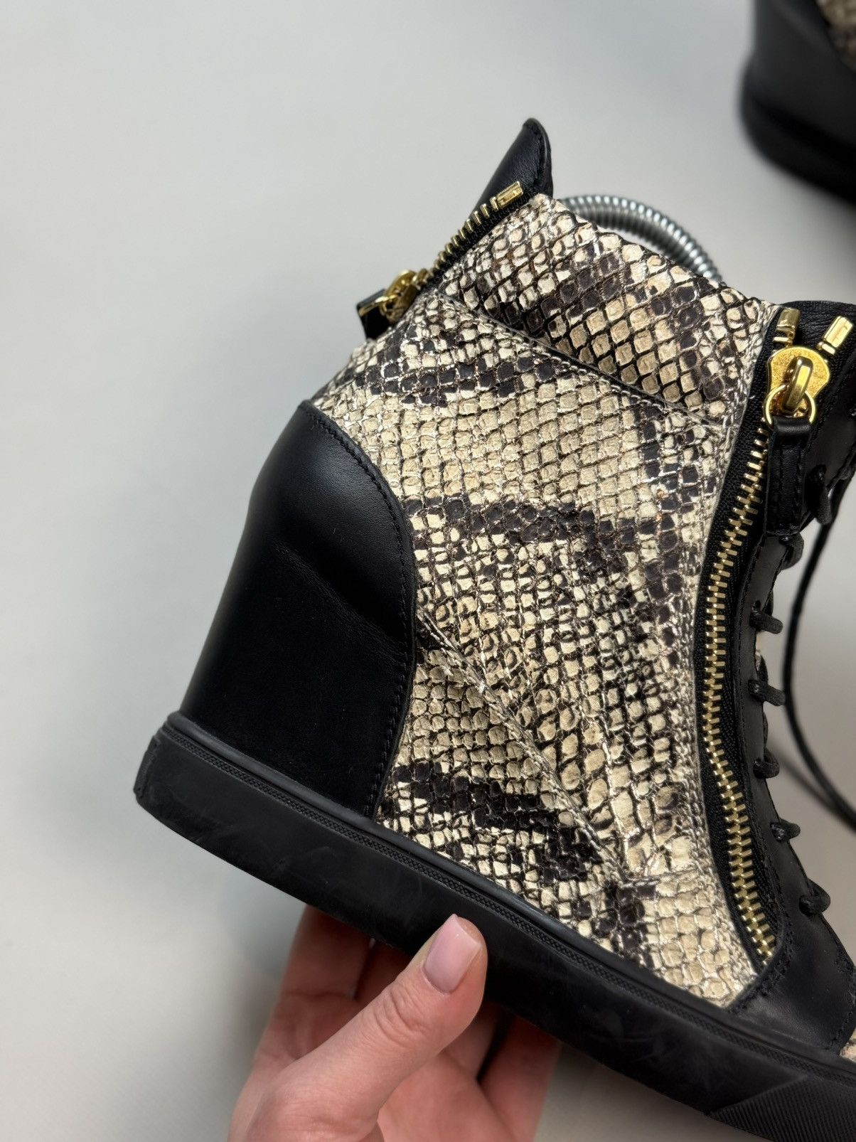 Giuseppe Zanotti Zanotti Python Embossed Leather Coby High Top Sneakers Shoes Size US 8.5 / IT 38.5 - 7 Thumbnail