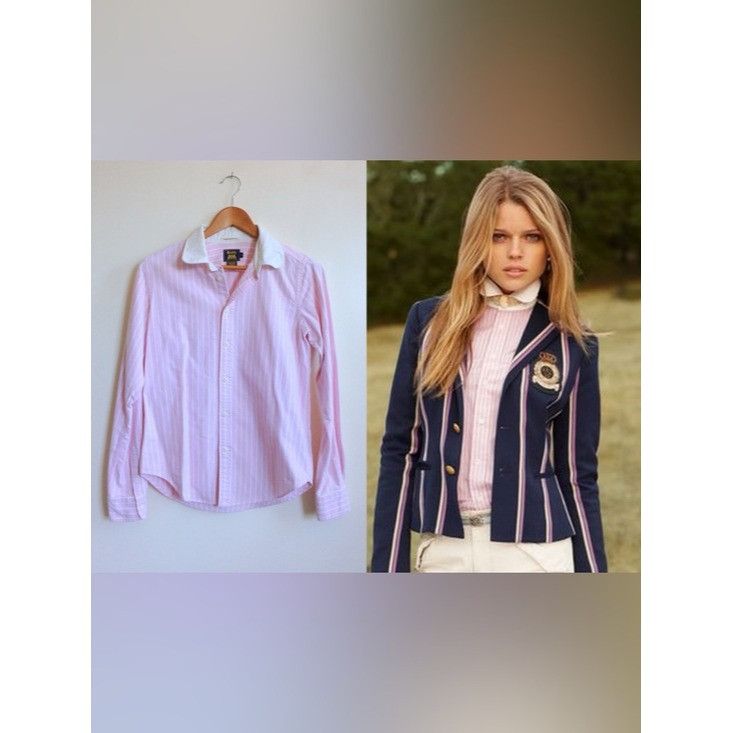 Rugby Ralph Lauren Rugby Ralph Lauren Pink Stripe Oxford Peter Pan Collar Rare Size M / US 6-8 / IT 42-44 - 10 Thumbnail