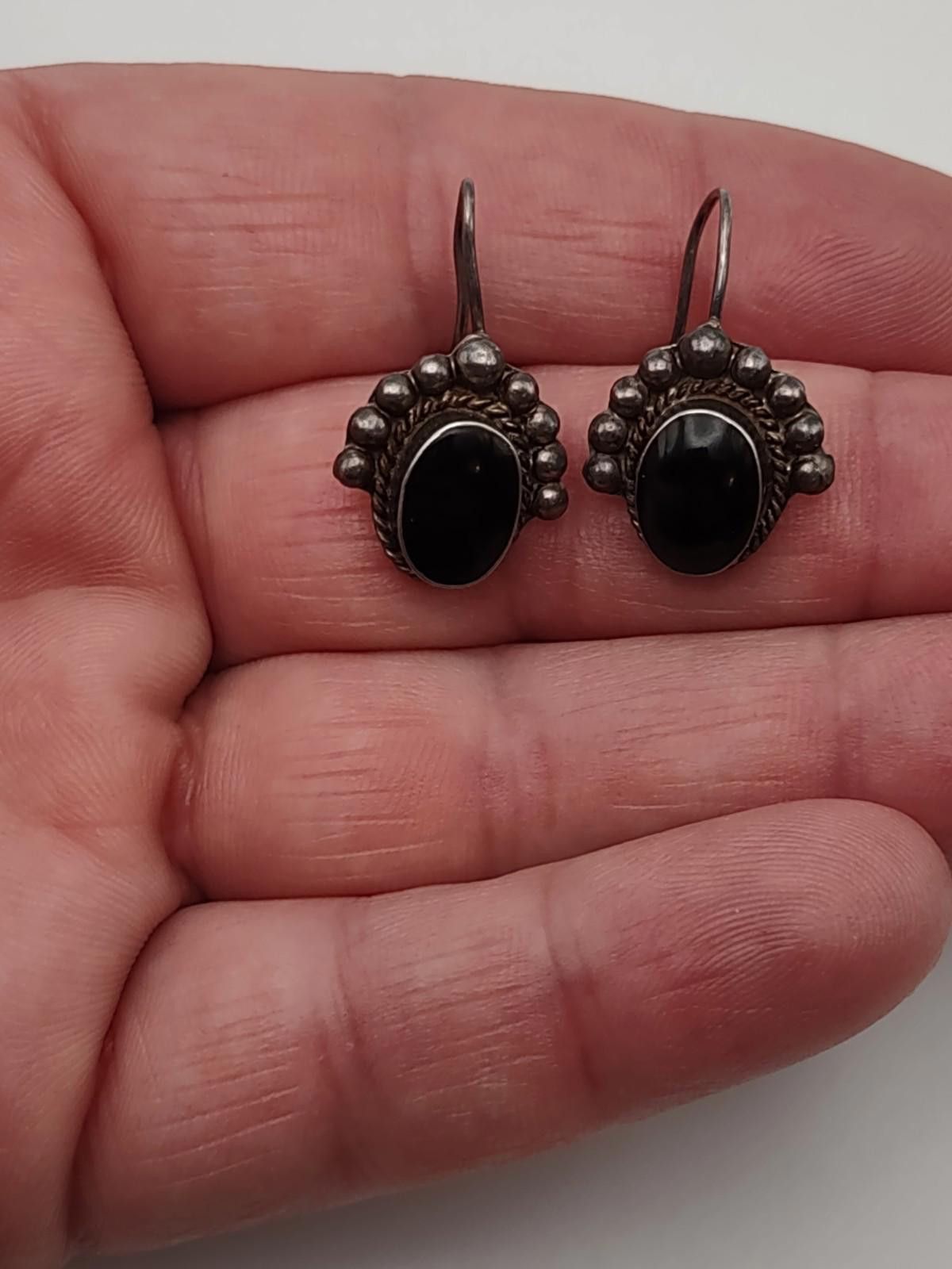 The Unbranded Brand Sterling Silver Black Onyx Dangle Earrings 925 Size ONE SIZE - 3 Thumbnail