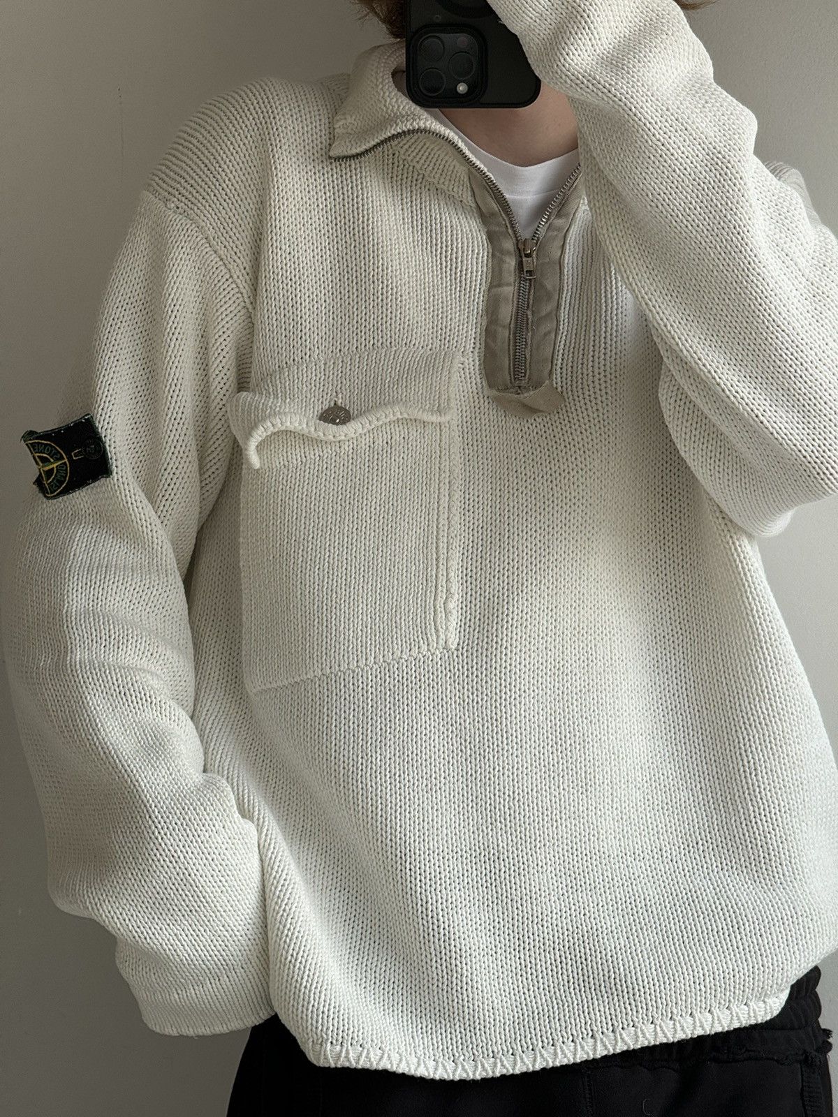 Massimo Osti Very Rare Vintage Stone Island 1/4 Knit Sweater Old Money Size US XL / EU 56 / 4 - 20 Thumbnail