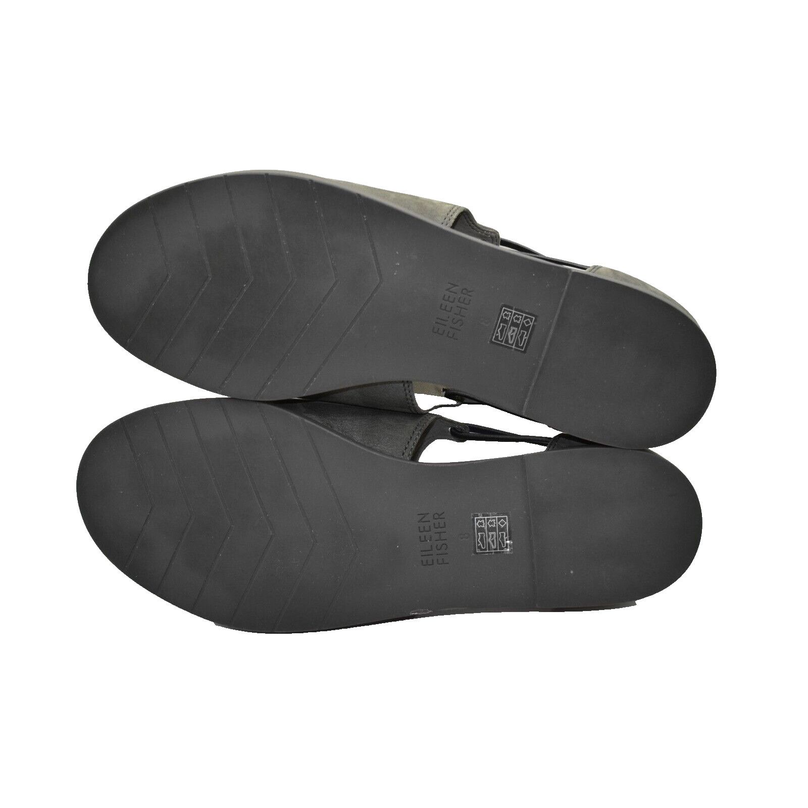 Eileen Fisher EILEEN FISHER Grey Nubuck Elastic Stripes Flat Sandals Sz 8 Size US 8 / IT 38 - 6 Thumbnail