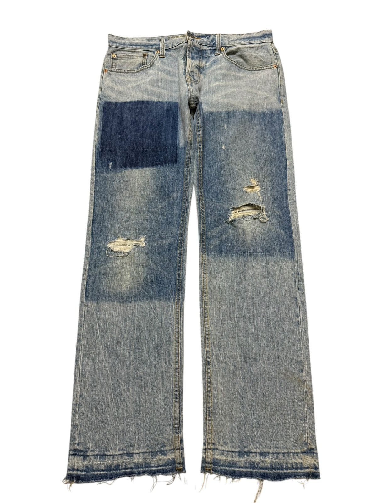 Number (N)ine Vintage Y2K Japanese Brand Blue Faded Wash Distress Straight Size US 34 / EU 50 - 1 Thumbnail
