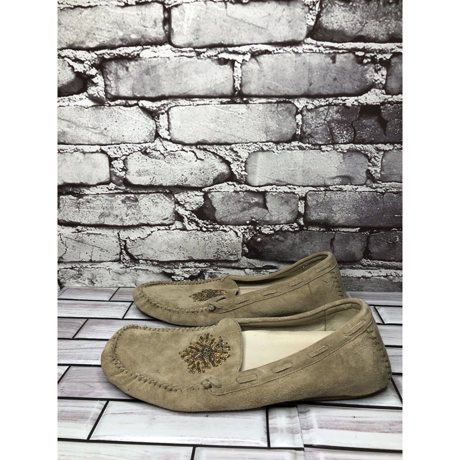Hush Puppies Hush Puppies Beige Leather Gem Handsewn Loafers Driving Shoe Size US 7.5 / IT 37.5 - 14 Thumbnail