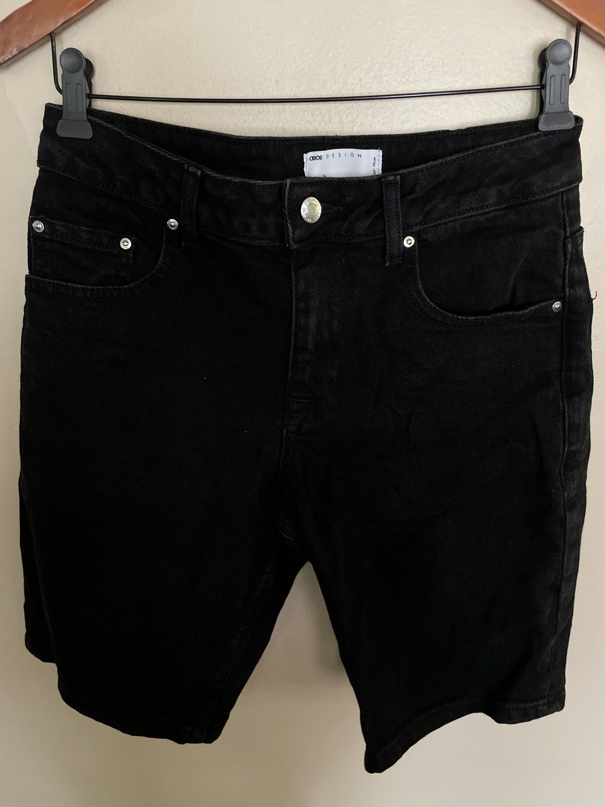 Asos × Vintage ASOS Design Black Denim Jean SHORTS Jorts 30 made in Egypt 🔥 Size US 30 / EU 46 - 1 Thumbnail