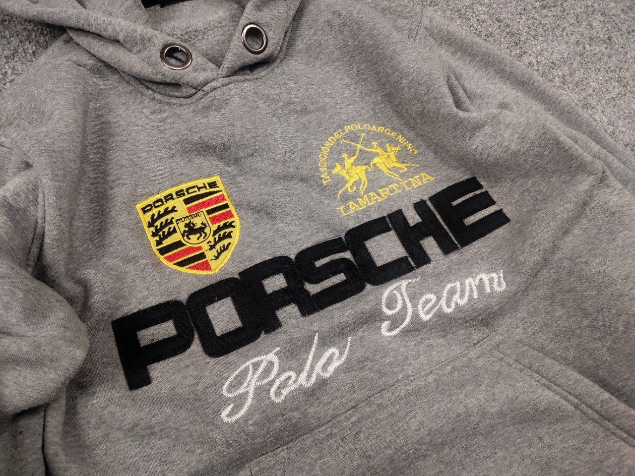 Vintage Vintage Porsche Polo Team La martina Logo Gray Hoodie Y2K Size US L / EU 52-54 / 3 - 6 Thumbnail