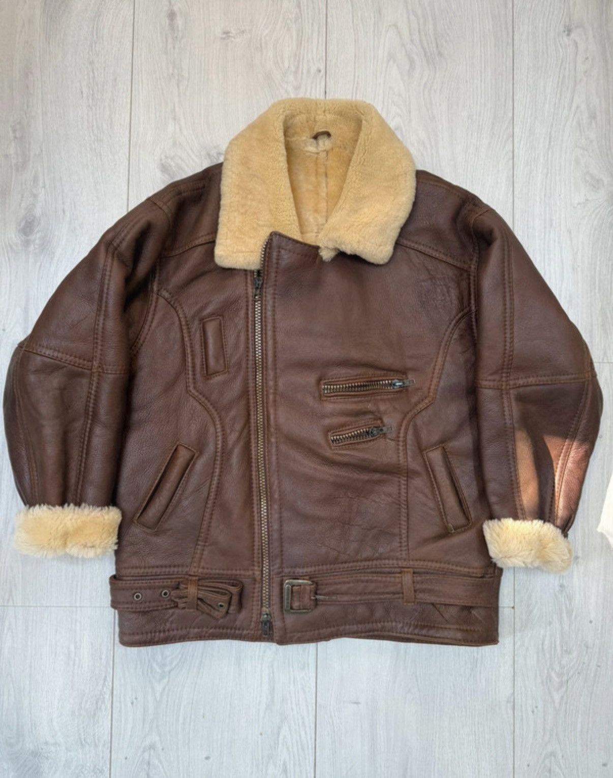 Vintage Russian Rybok Shearling Aviator Jacket Leather Pilot B-3 Size US XXL / EU 58 / 5 - 2 Thumbnail