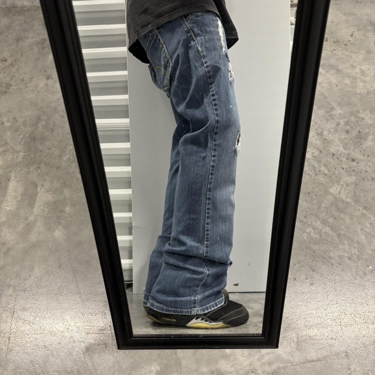Japanese Brand × Vintage Crazy Vintage Y2K/2000s Grunge Medium Wash Distressed Flared Denim Jeans! Size US 34 / EU 50 - 2 Thumbnail